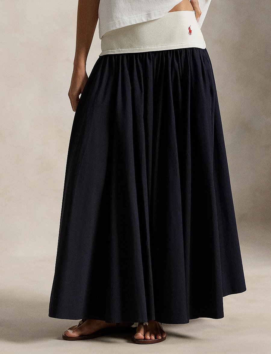 Polo Ralph Lauren - Contrast-Waistband A-Line Skirt - midi - atlantic - 0
