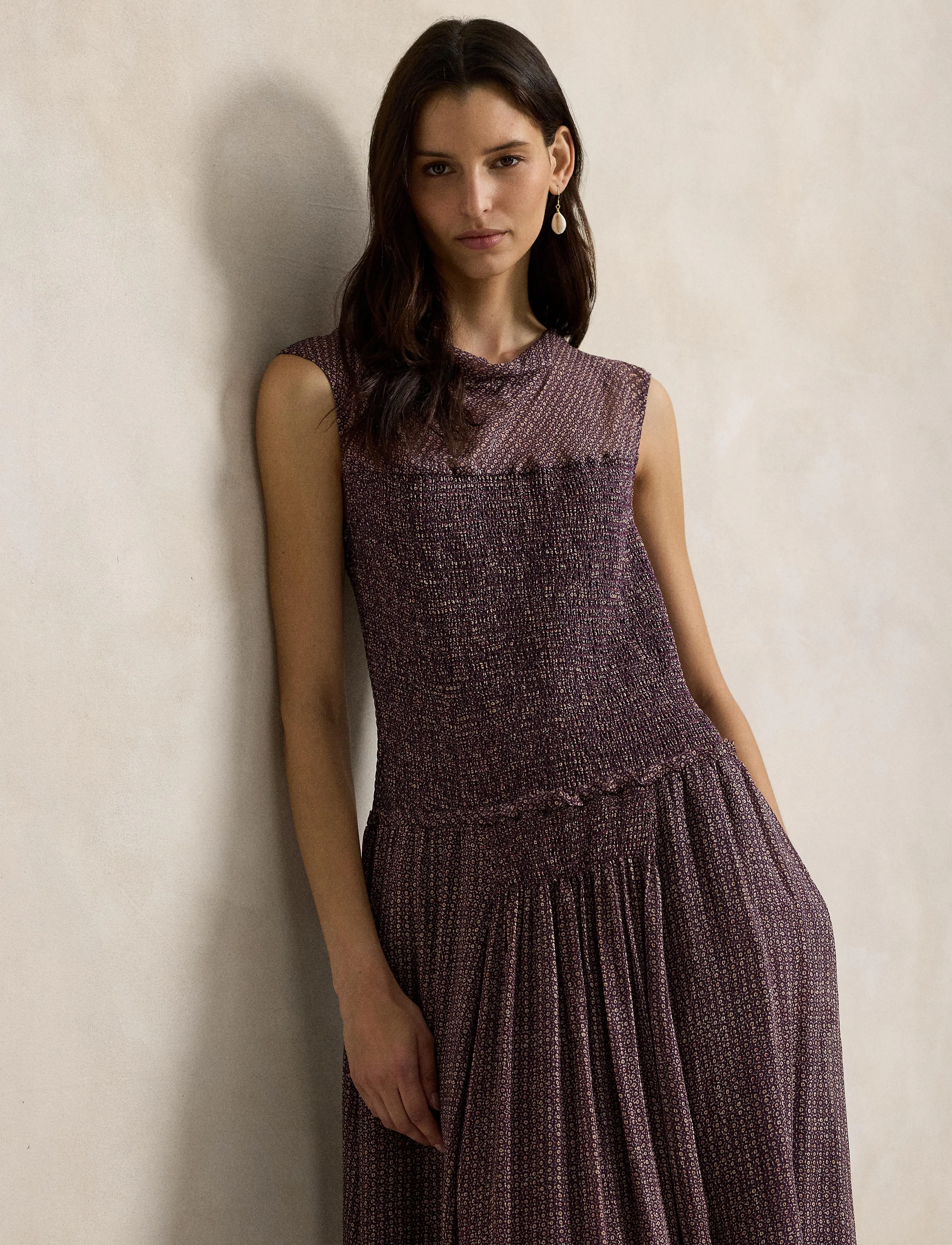 Polo Ralph Lauren Prtd Vscs Crnkl Ggt-Wvn-Dresses, XL, Burgundy, Designere > Knælange Og Midi, Dame