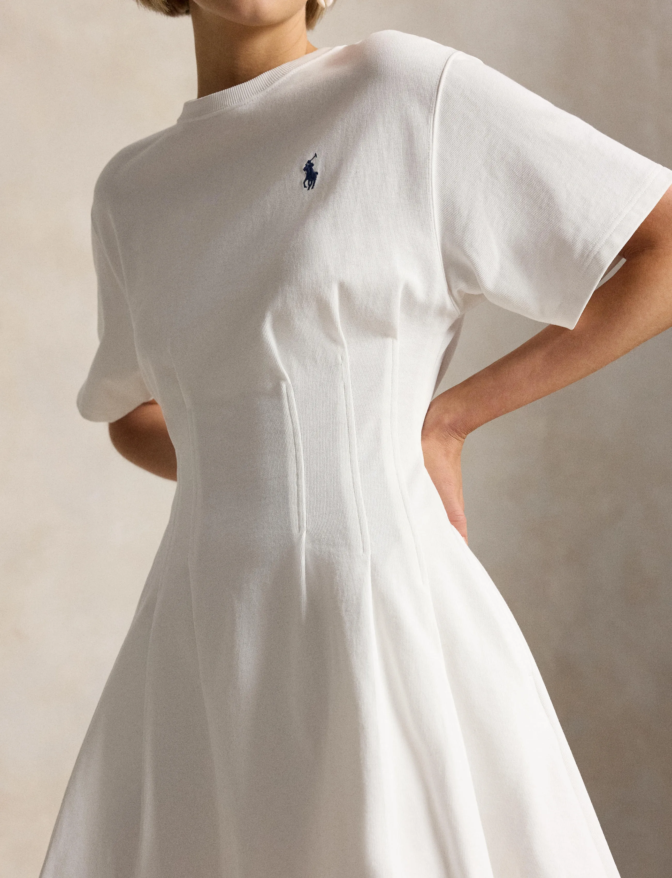Polo Ralph Lauren - Shaped Cotton Jersey Tee Dress - sommerkjoler - white - 4