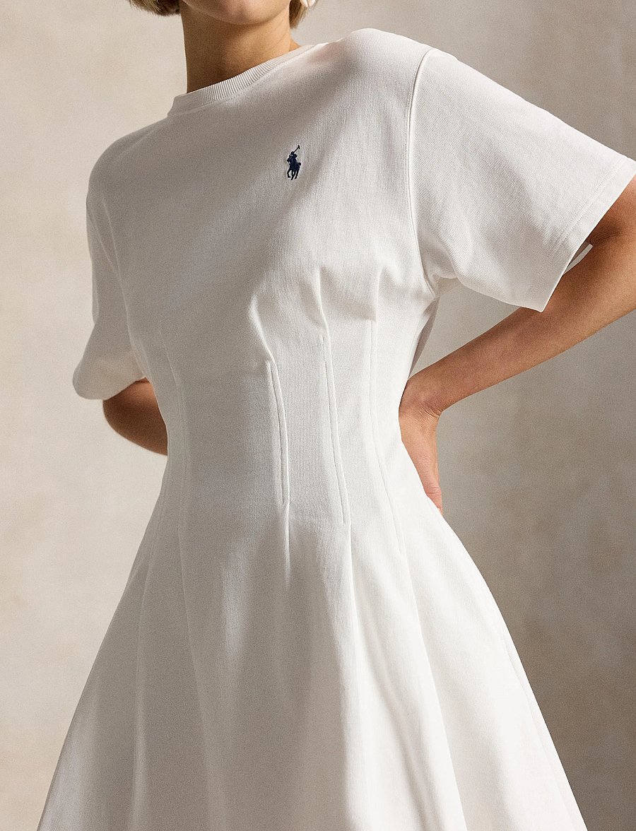Polo Ralph Lauren - Shaped Cotton Jersey Tee Dress - suvekleidid - white - 4