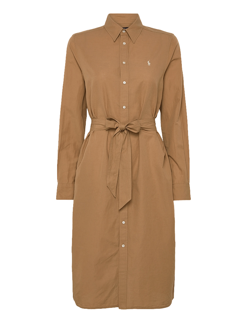 Polo Ralph Lauren - 70/1 COTTON/LINEN-WVN-DRESSES - skjortklänningar - classic camel - 0