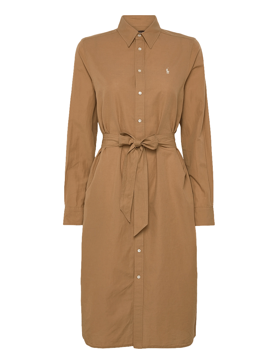 Polo Ralph Lauren - Cotton-Linen Belted Shirtdress - skjortekjoler - classic camel - 0