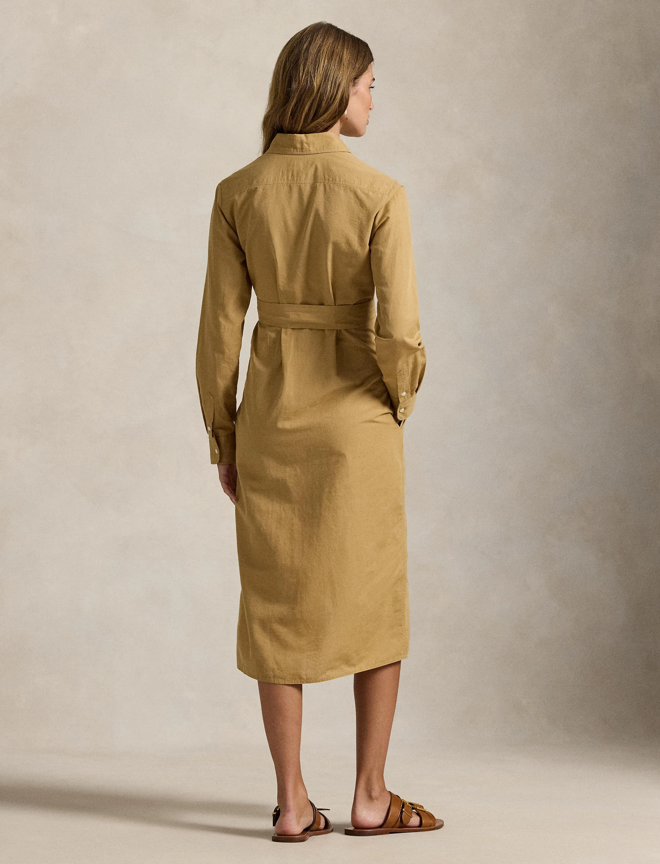 Polo Ralph Lauren - Cotton-Linen Belted Shirtdress - skjortekjoler - classic camel - 2