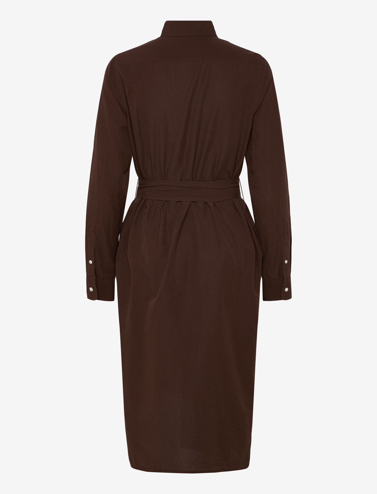 Polo Ralph Lauren - Cotton-Linen Belted Shirtdress - midi-kleider - dark brown - 1