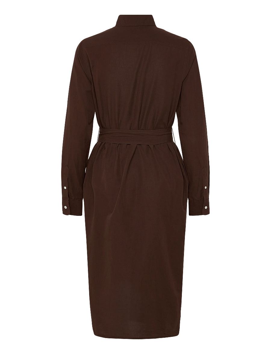 Polo Ralph Lauren - Cotton-Linen Belted Shirtdress - robes chemises - dark brown - 1