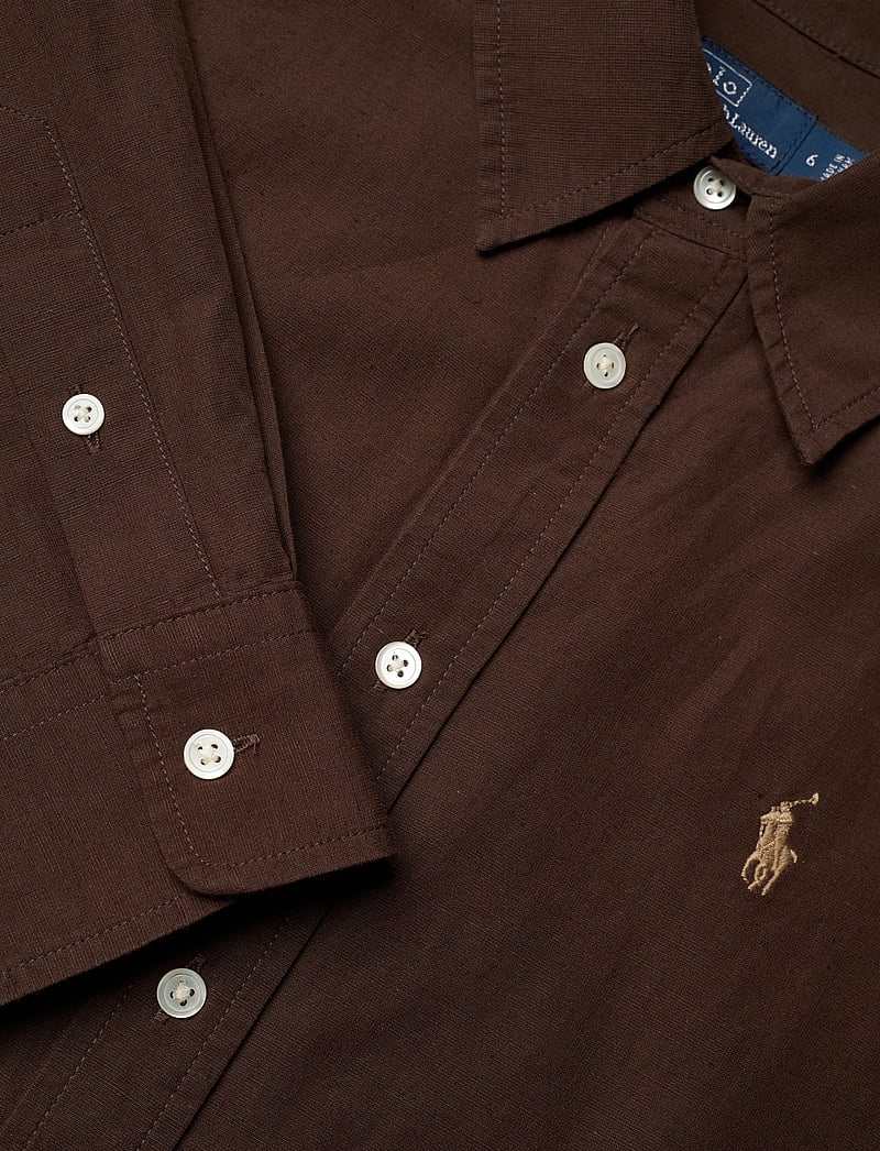 Polo Ralph Lauren - Cotton-Linen Belted Shirtdress - midi-kleider - dark brown - 2