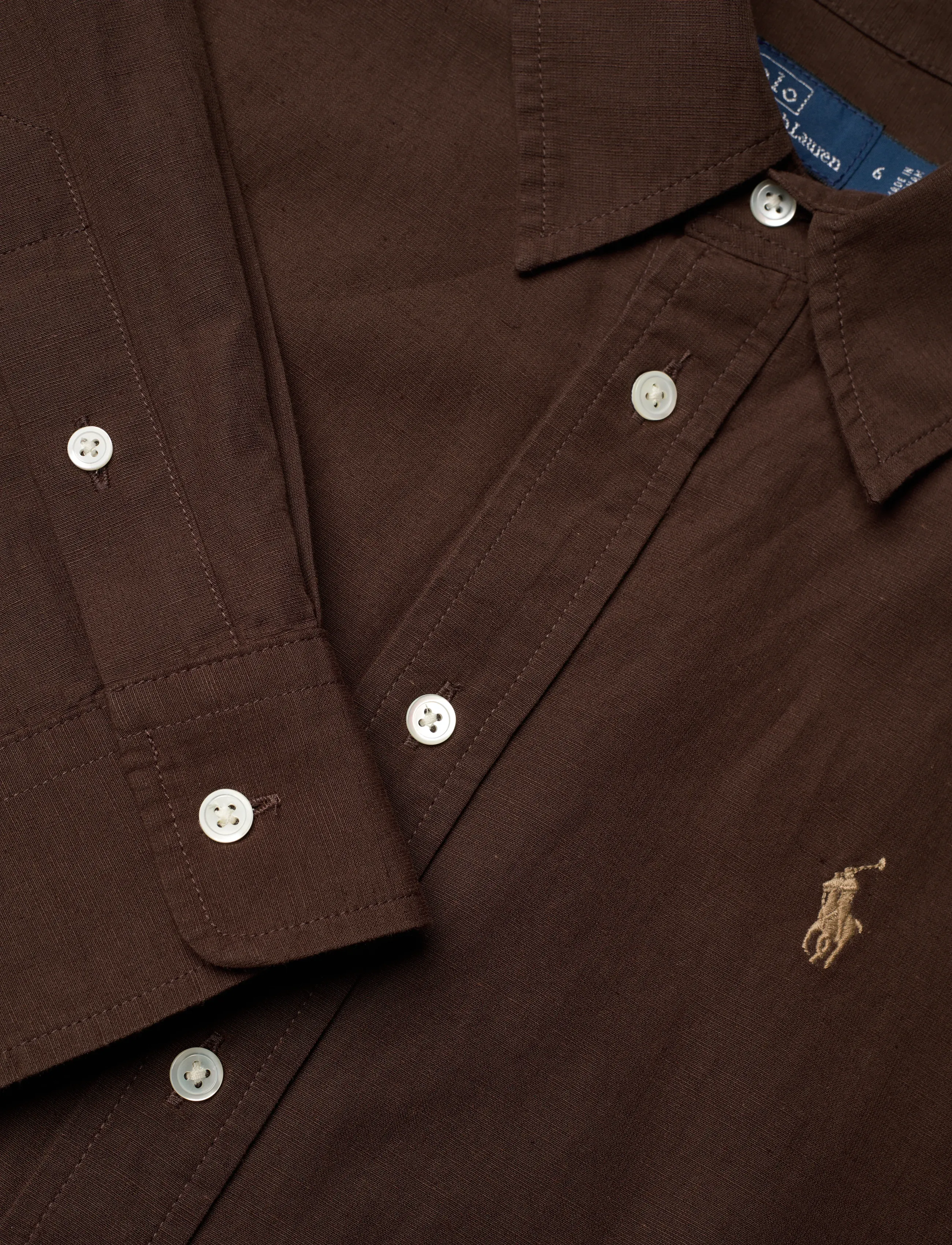 Polo Ralph Lauren - Cotton-Linen Belted Shirtdress - robes chemises - dark brown - 3