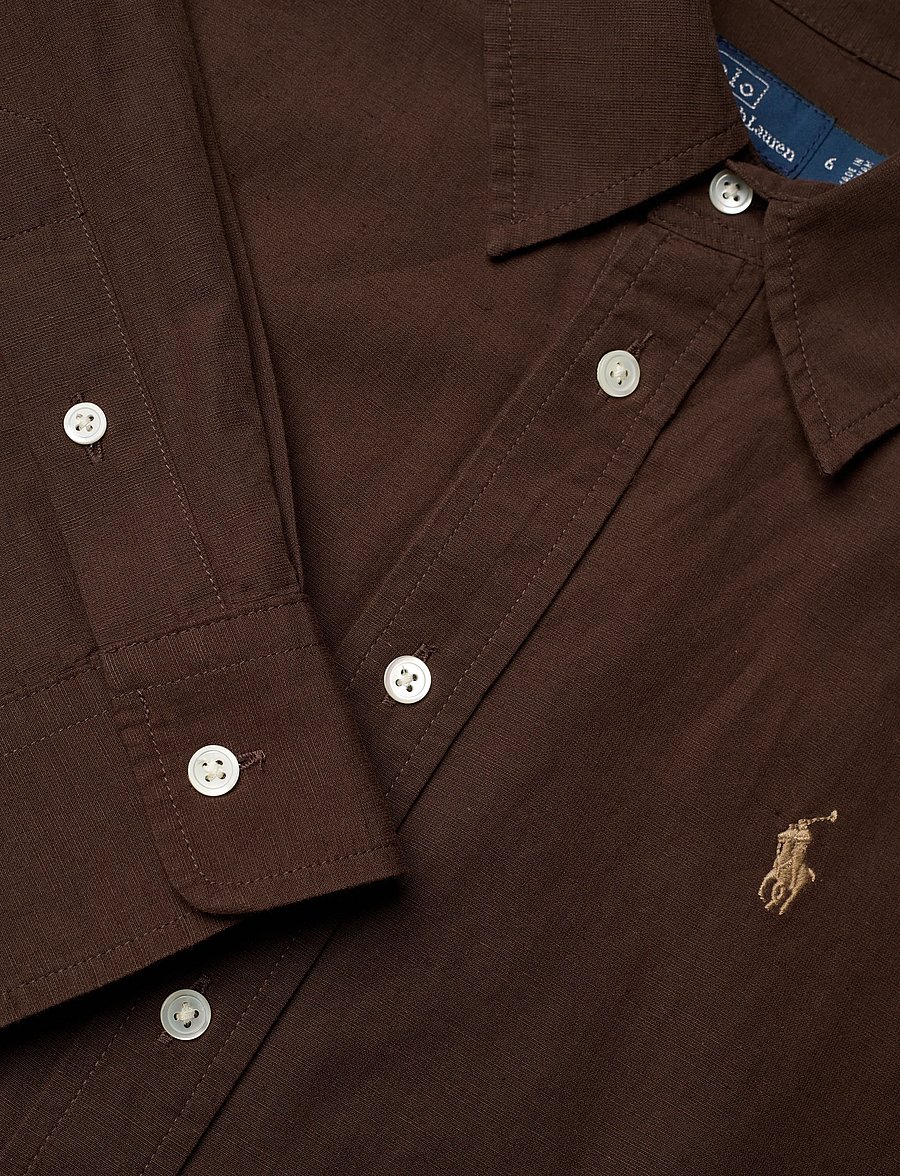 Polo Ralph Lauren - Cotton-Linen Belted Shirtdress - robes chemises - dark brown - 3