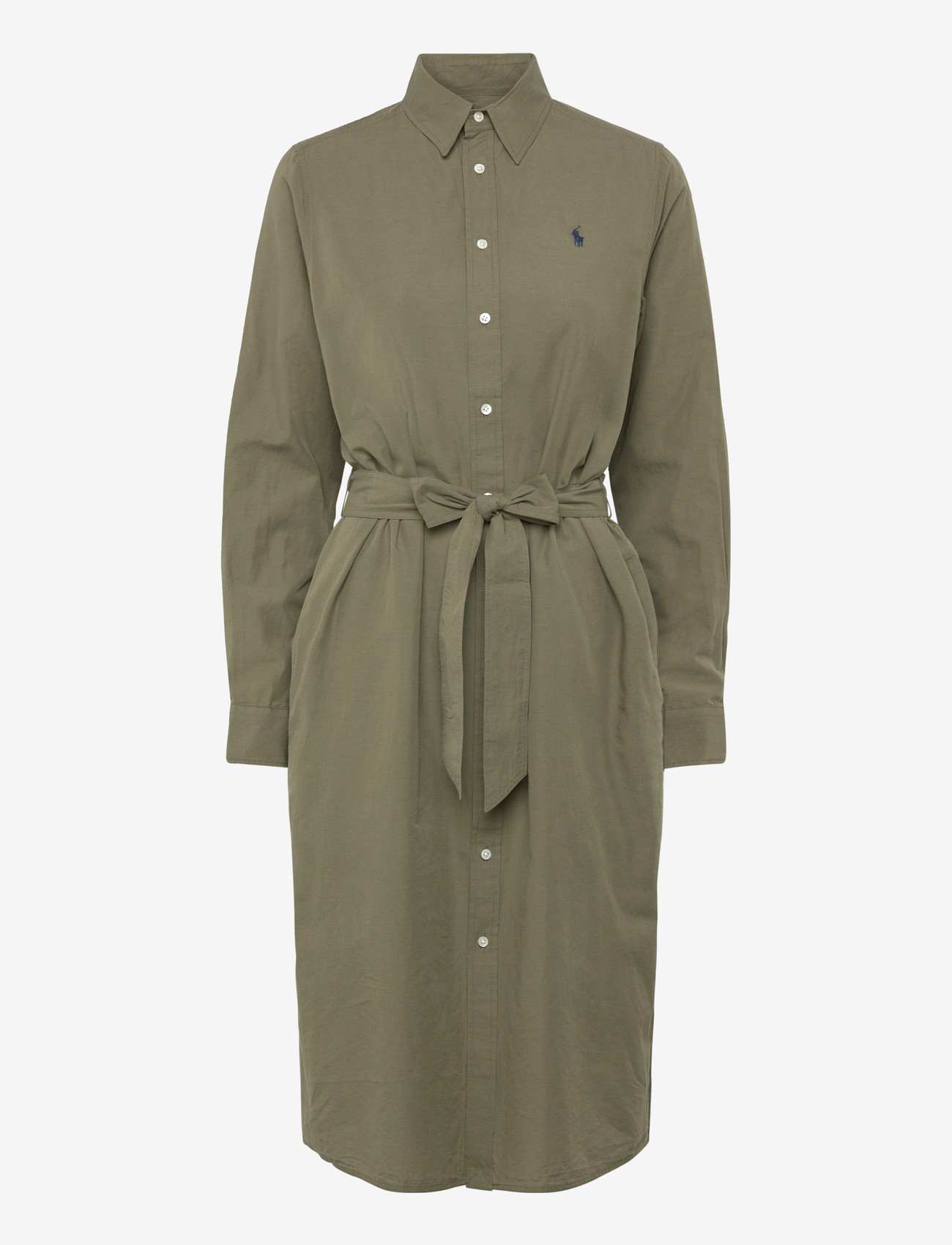 Polo Ralph Lauren - Cotton-Linen Belted Shirtdress - skjortklänningar - supply olive - 0