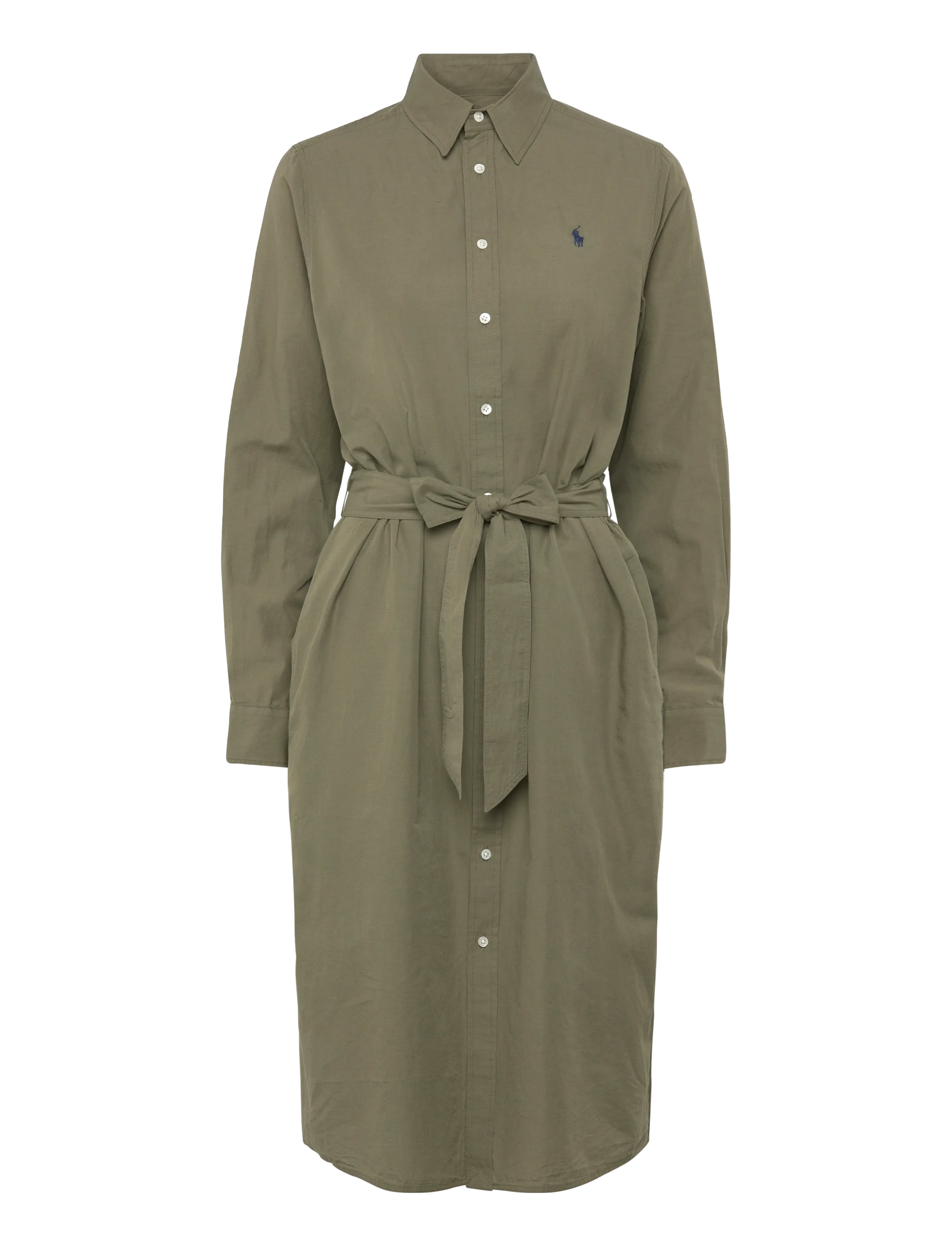 Cotton-Linen Belted Shirtdress - SUPPLY OLIVE