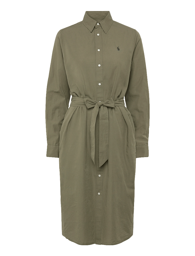 Polo Ralph Lauren - Cotton-Linen Belted Shirtdress - skjortklänningar - supply olive - 0
