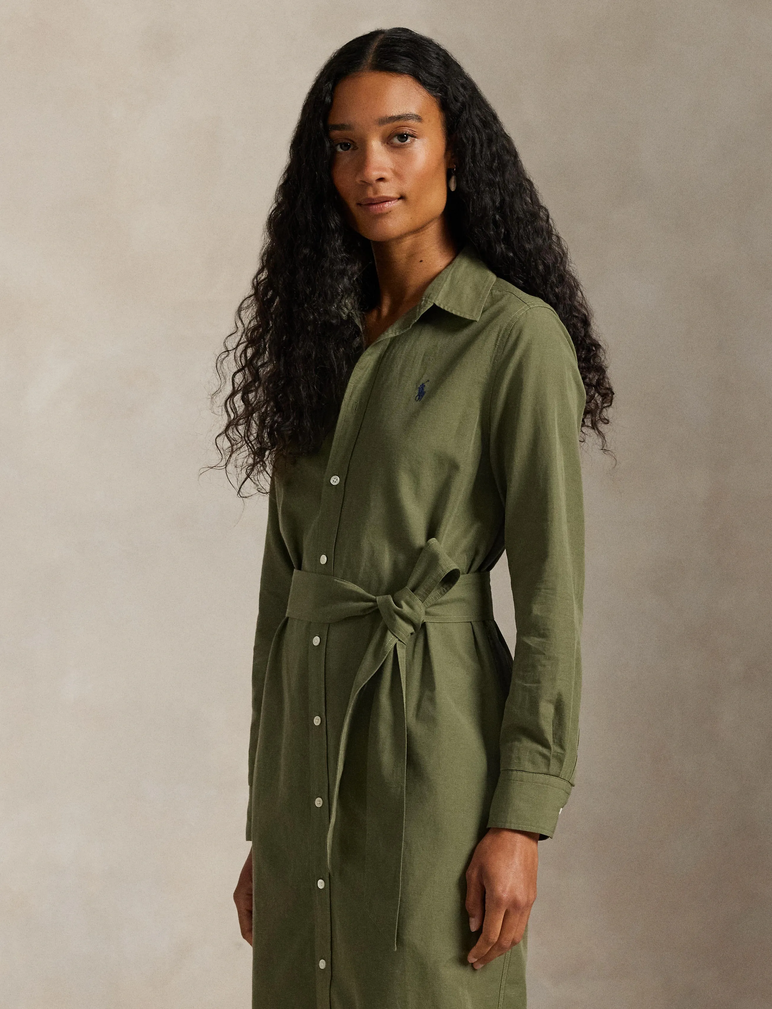 Polo Ralph Lauren 70/1 COTTON/LINEN-WVN-DRESSES - Polo Ralph Lauren - SUPPLY OLIVE / khaki/green