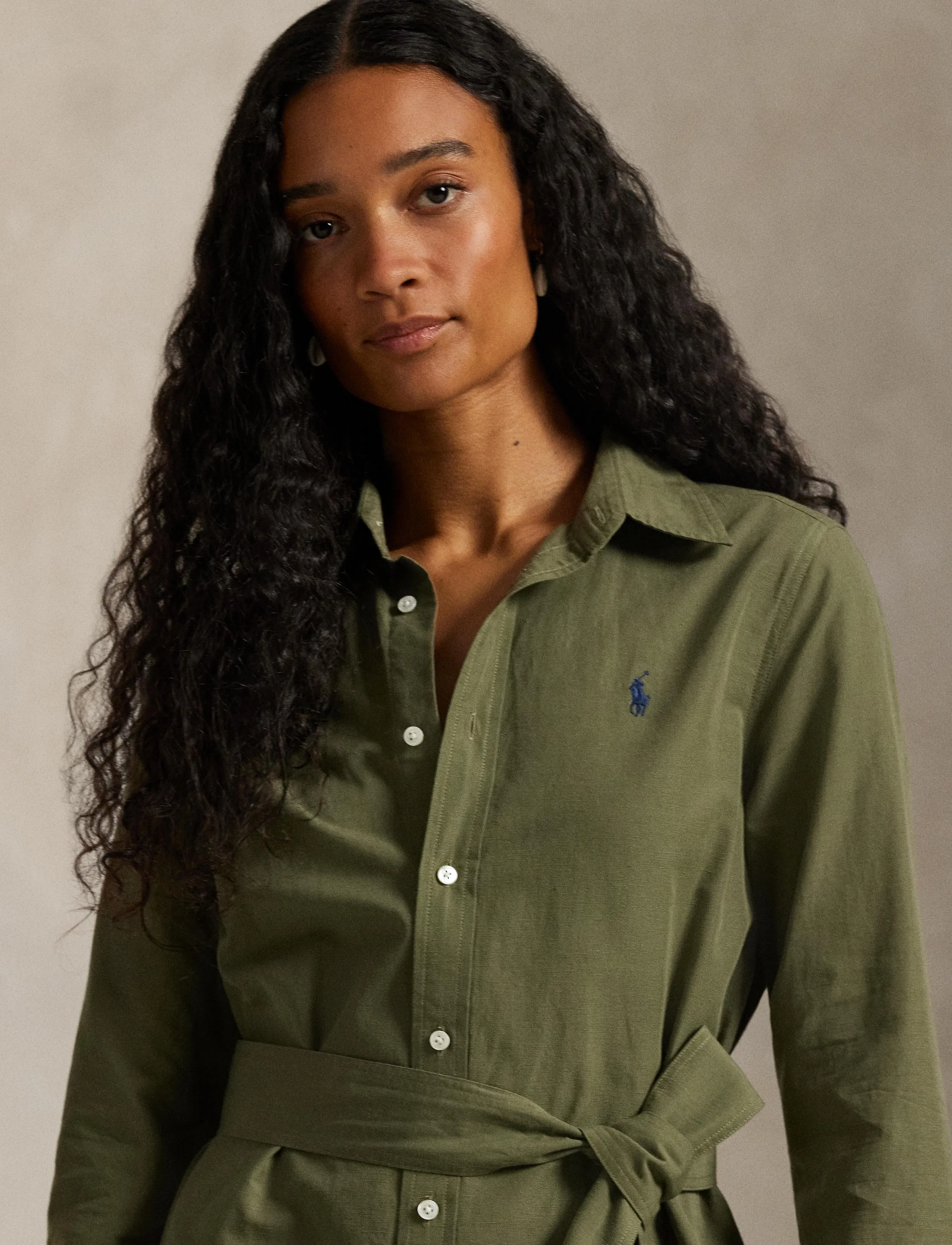 Polo Ralph Lauren - Cotton-Linen Belted Shirtdress - robes chemises - supply olive - 4
