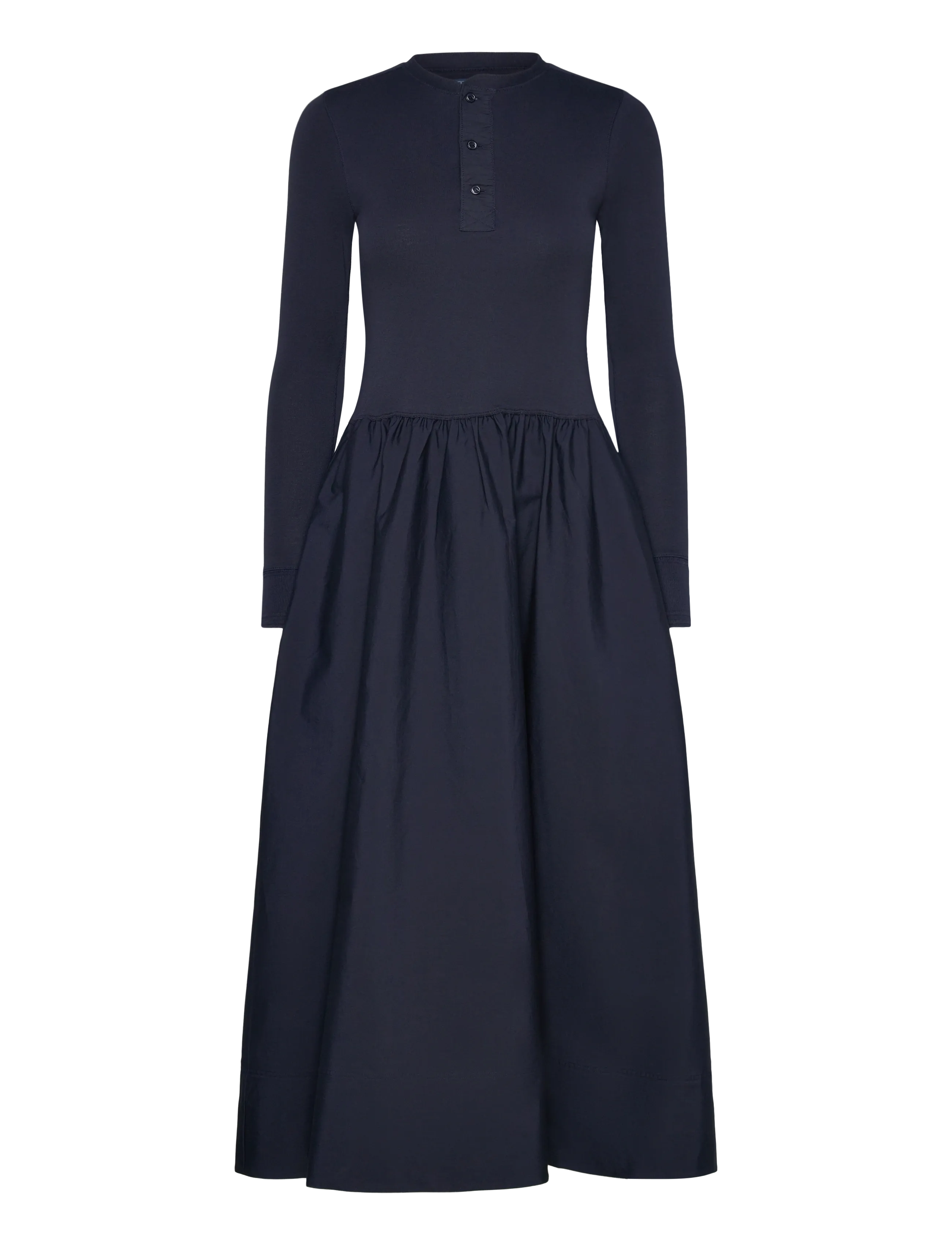 Cotton Henley Dress - AVIATOR NAVY