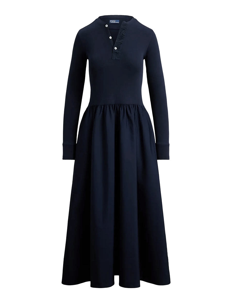 Polo Ralph Lauren - Cotton Henley Dress - midi dresses - aviator navy - 0