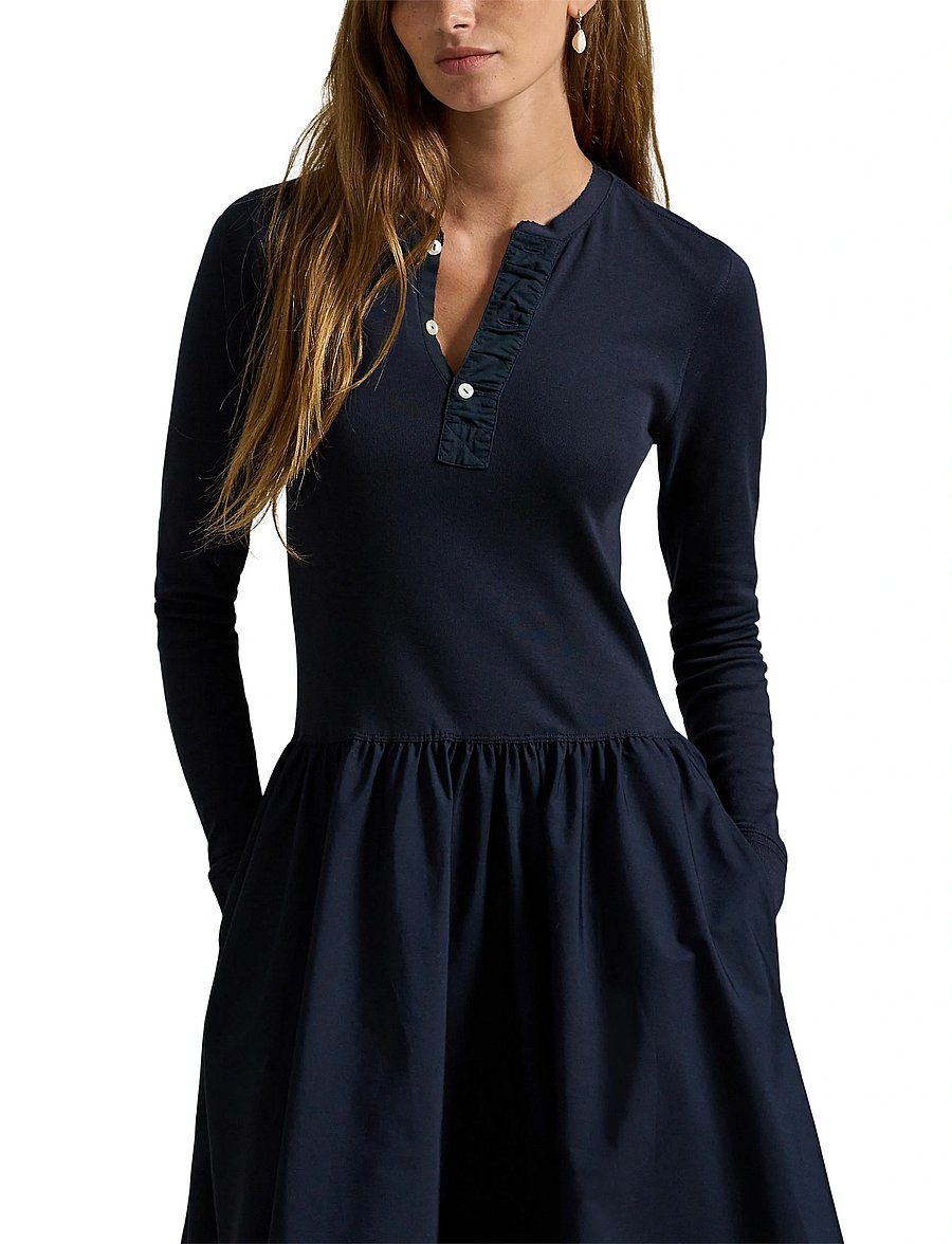 Polo Ralph Lauren - Cotton Henley Dress - midi dresses - aviator navy - 3