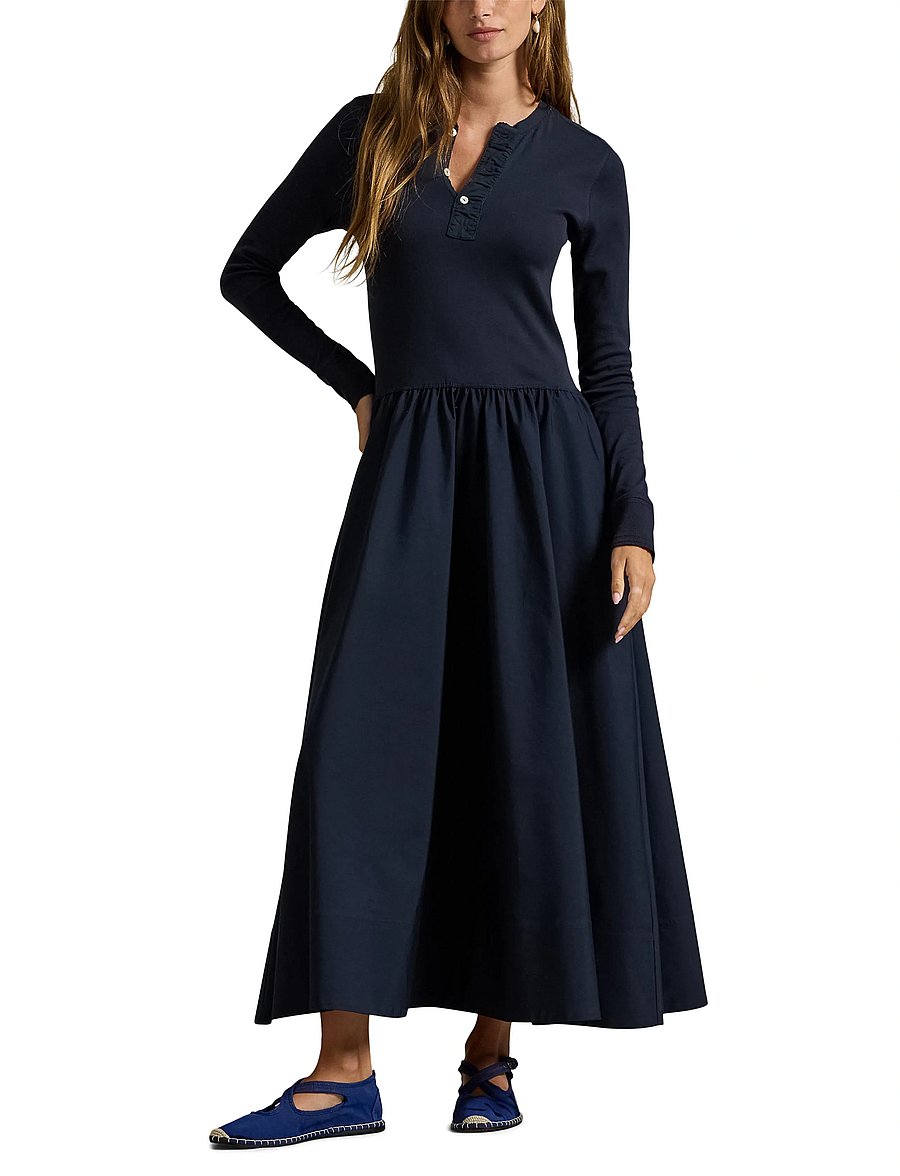 Polo Ralph Lauren - Cotton Henley Dress - midi dresses - aviator navy - 4