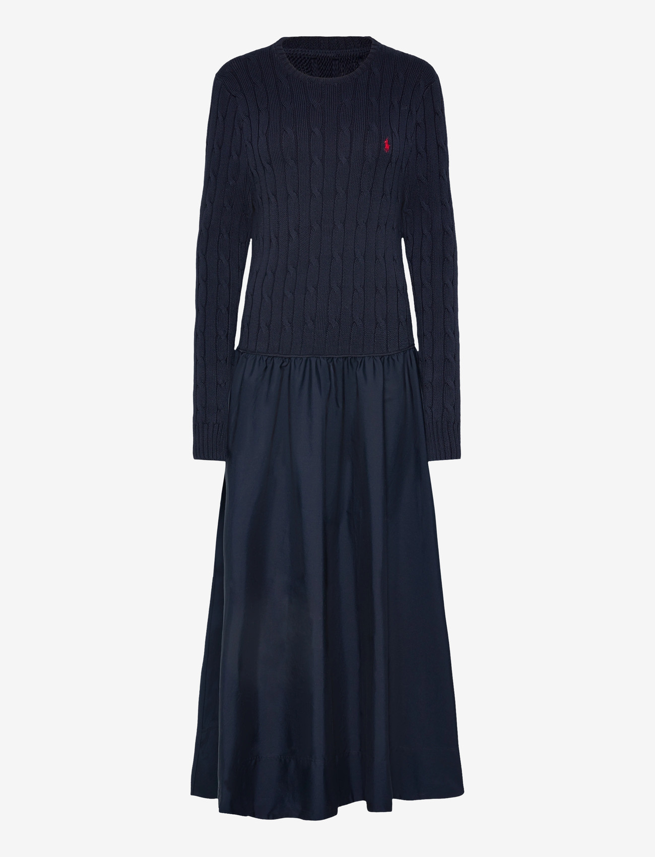 Polo Ralph Lauren - Cable-Knit Bodice Cotton Dress - maxi dresses - hunter navy - 0