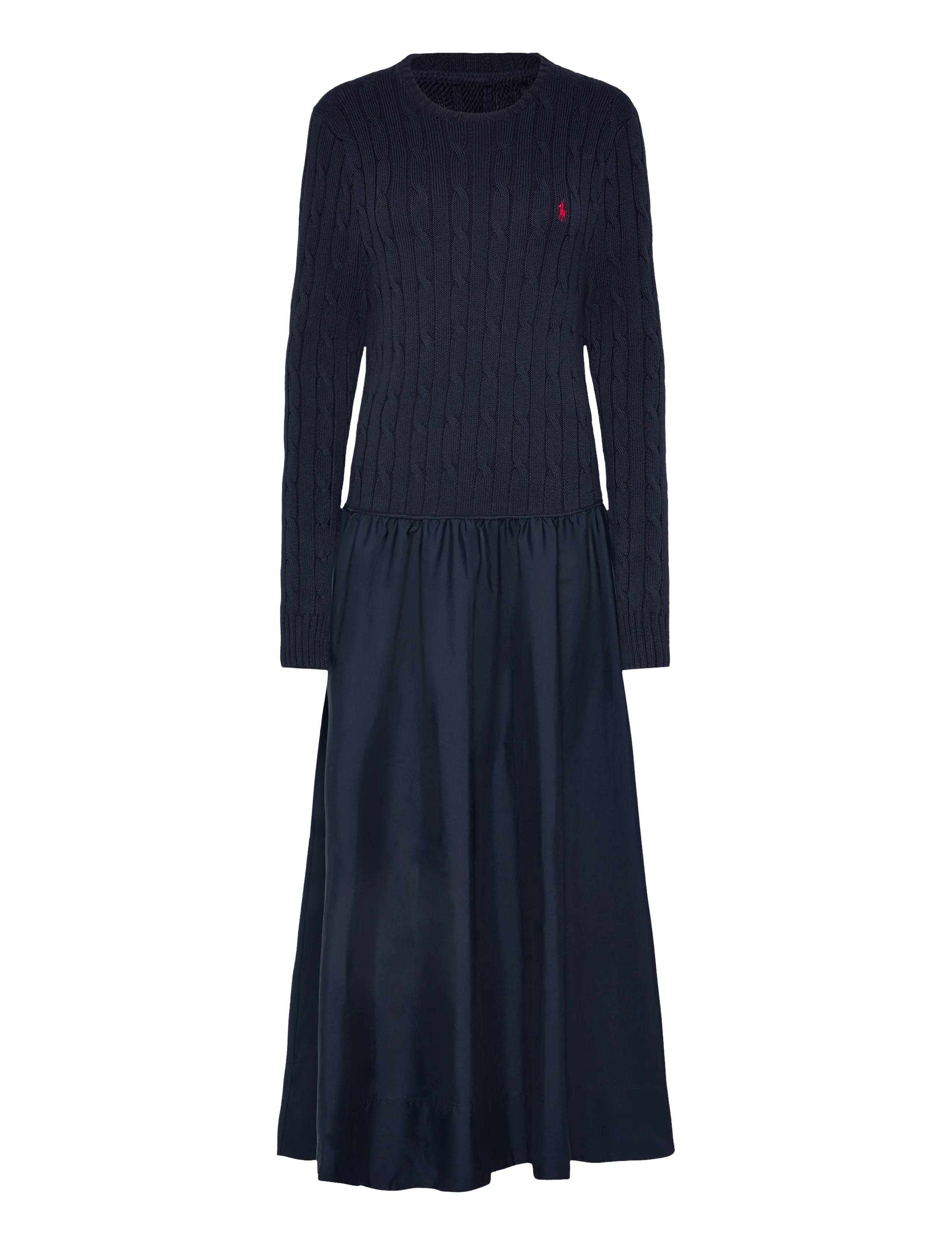 Polo Ralph Lauren Cable-Knit Bodice Cotton Dress - Maxi Dresses - HUNTER NAVY / navy