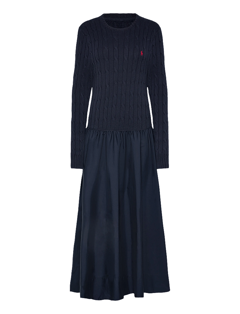 Polo Ralph Lauren - Cable-Knit Bodice Cotton Dress - maxi dresses - hunter navy - 0