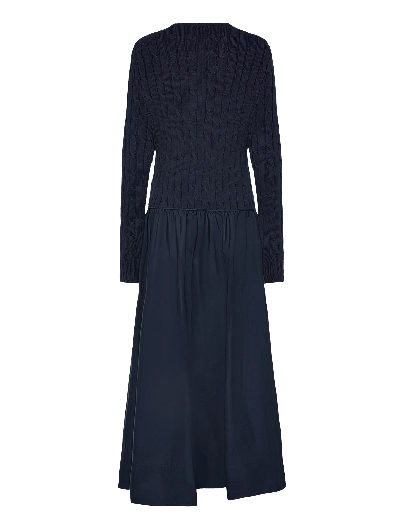 Polo Ralph Lauren - Cable-Knit Bodice Cotton Dress - maxikjoler - hunter navy - 1