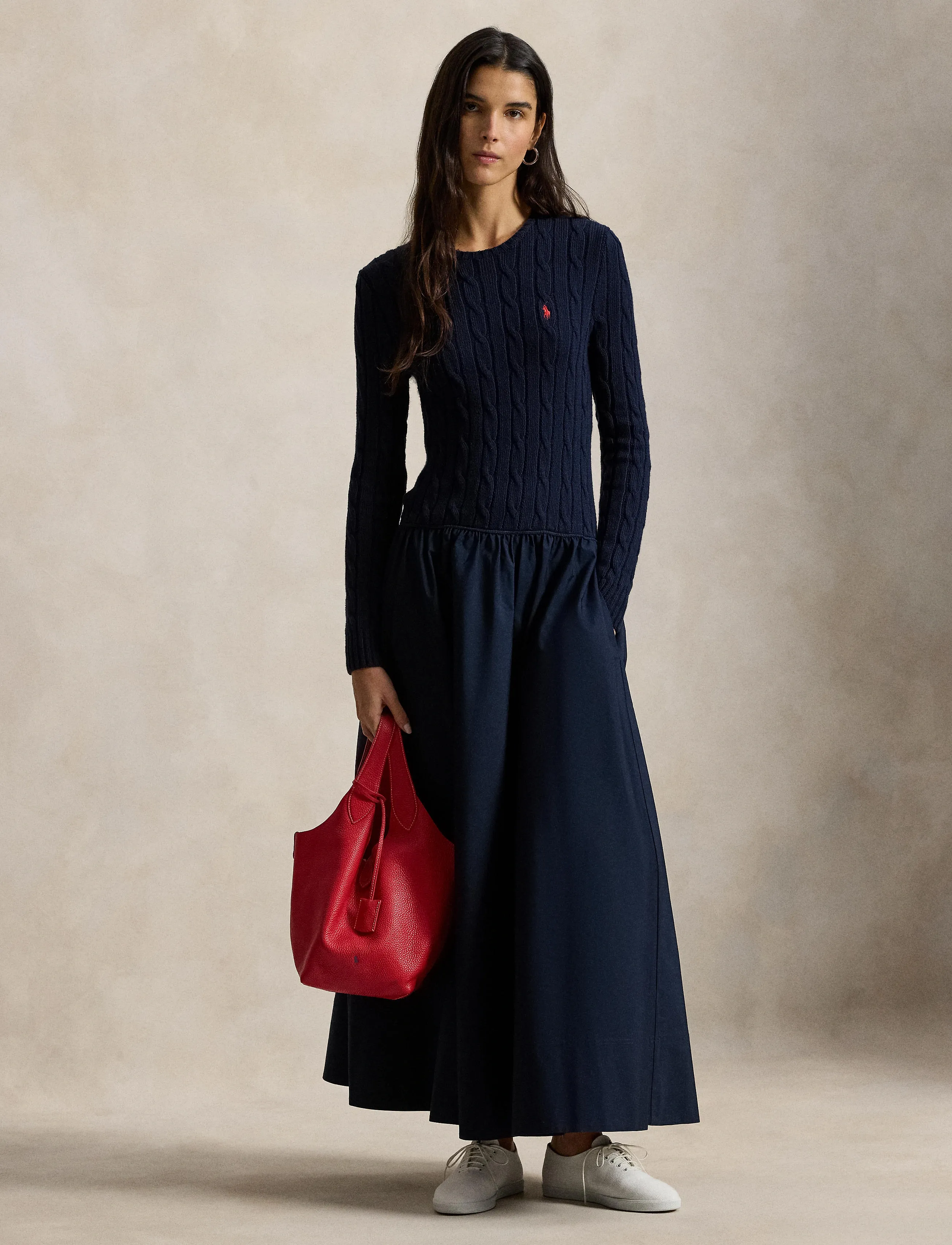 Polo Ralph Lauren Cable-Knit Bodice Cotton Dress - Flash Days - HUNTER NAVY / navy