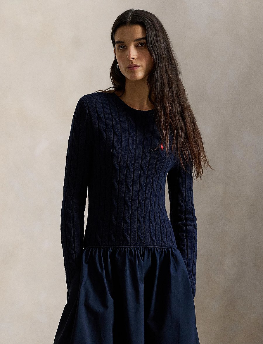 Polo Ralph Lauren - CTN/60/1 CTN POPLN-WVN-DRESSES - knitted dresses - hunter navy - 5