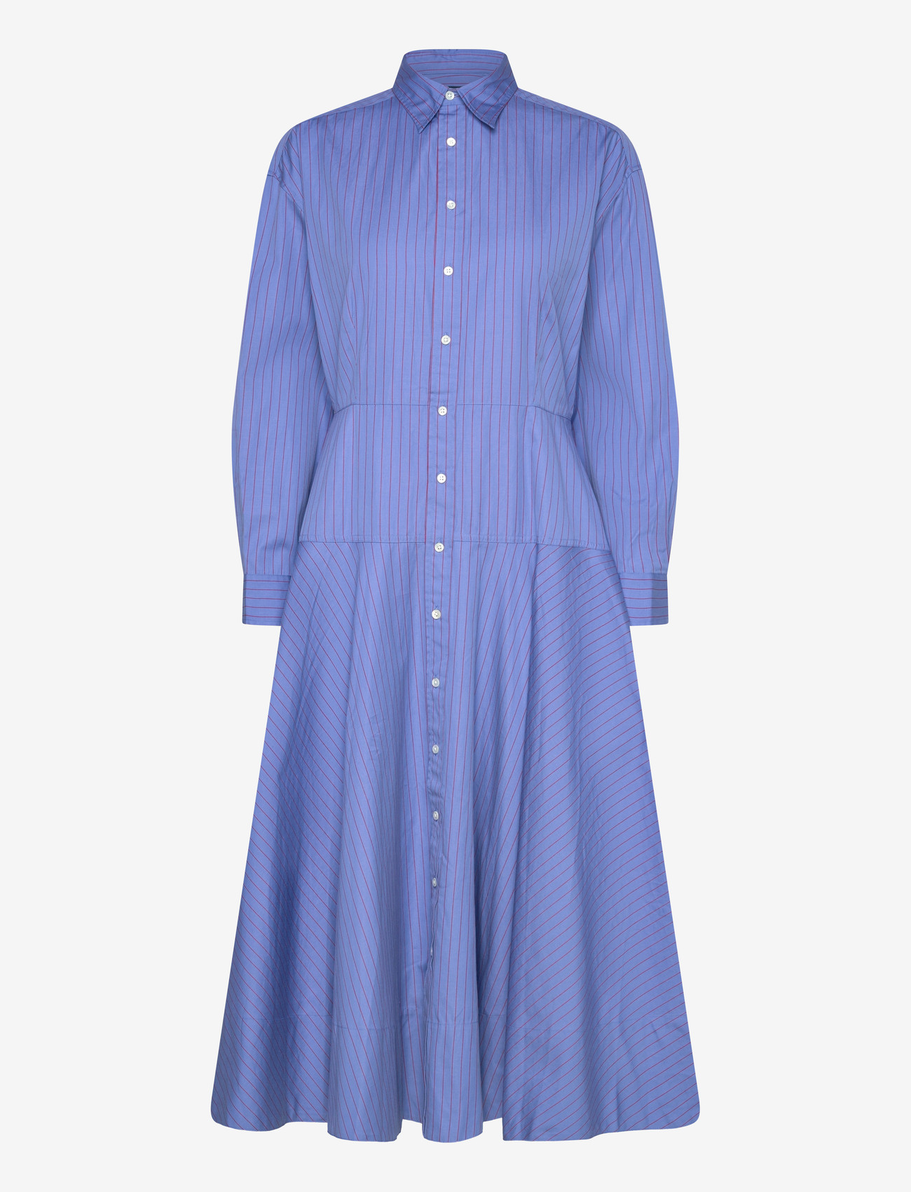 Polo Ralph Lauren - Striped Cotton Shirtdress - midi dresses - 1970 blue-red - 0