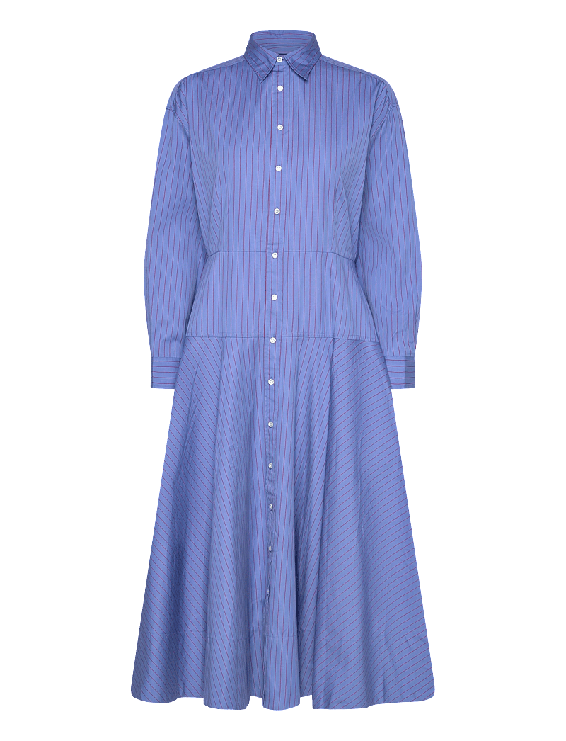 Polo Ralph Lauren - Striped Cotton Shirtdress - midi dresses - 1970 blue-red - 0