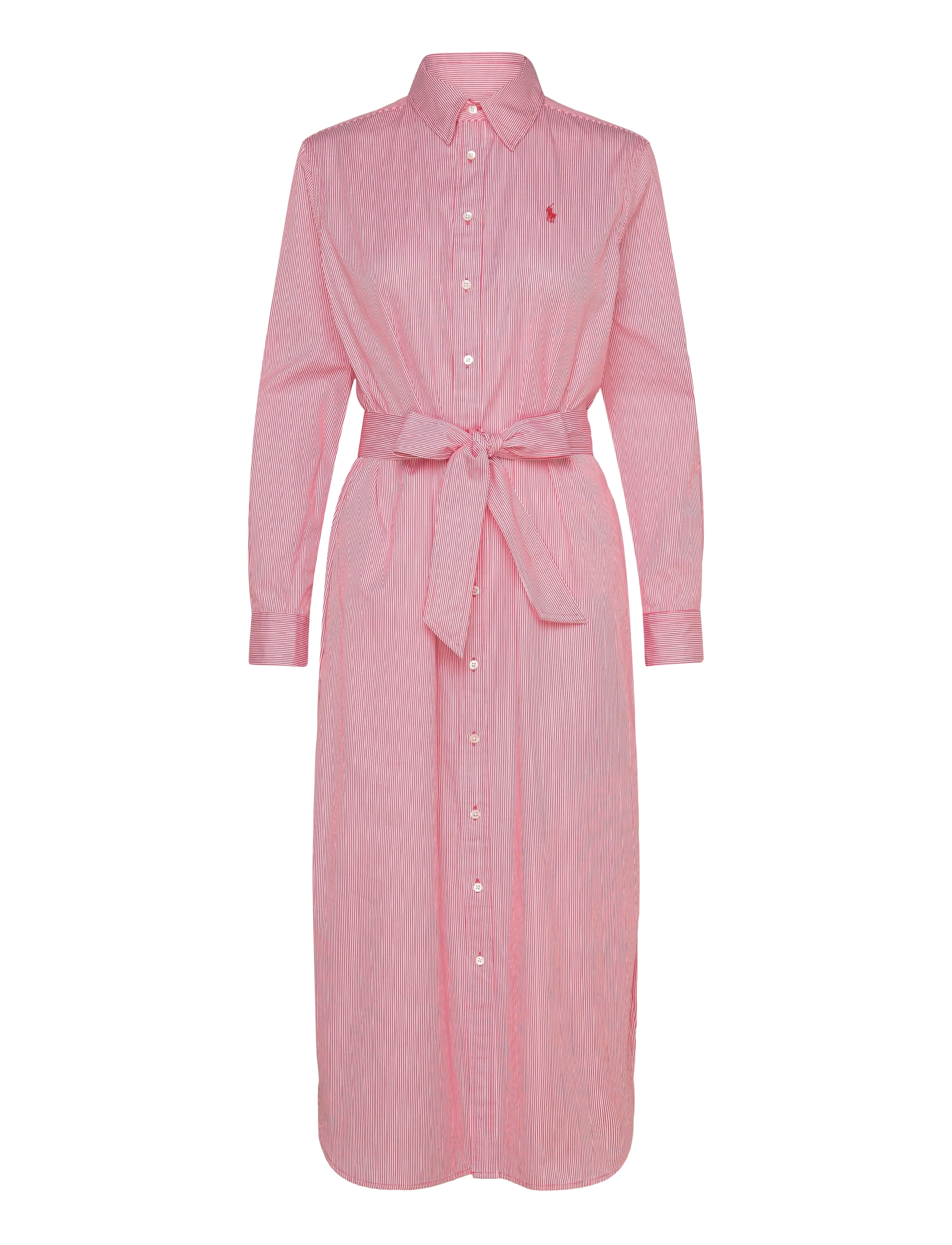 Polo Ralph Lauren Belted Striped Cotton Shirtdress - Kläder - 2000A RED WHITE / red
