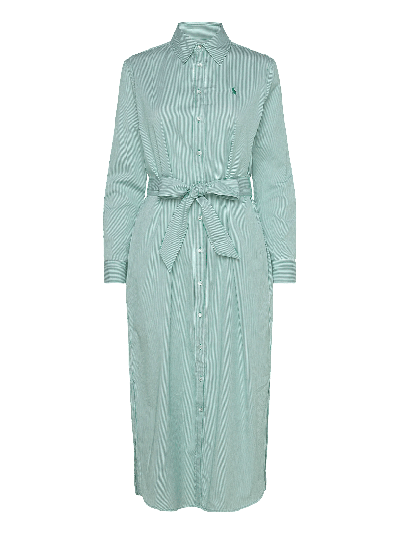 Polo Ralph Lauren - Belted Striped Cotton Shirtdress - skjortklänningar - 2000b green white - 0
