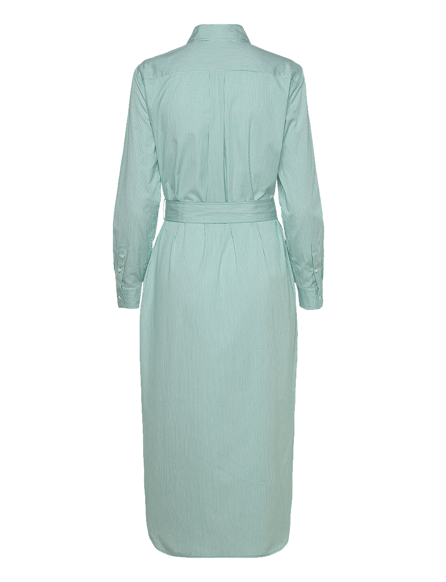 Polo Ralph Lauren - Belted Striped Cotton Shirtdress - särkkleidid - 2000b green white - 1