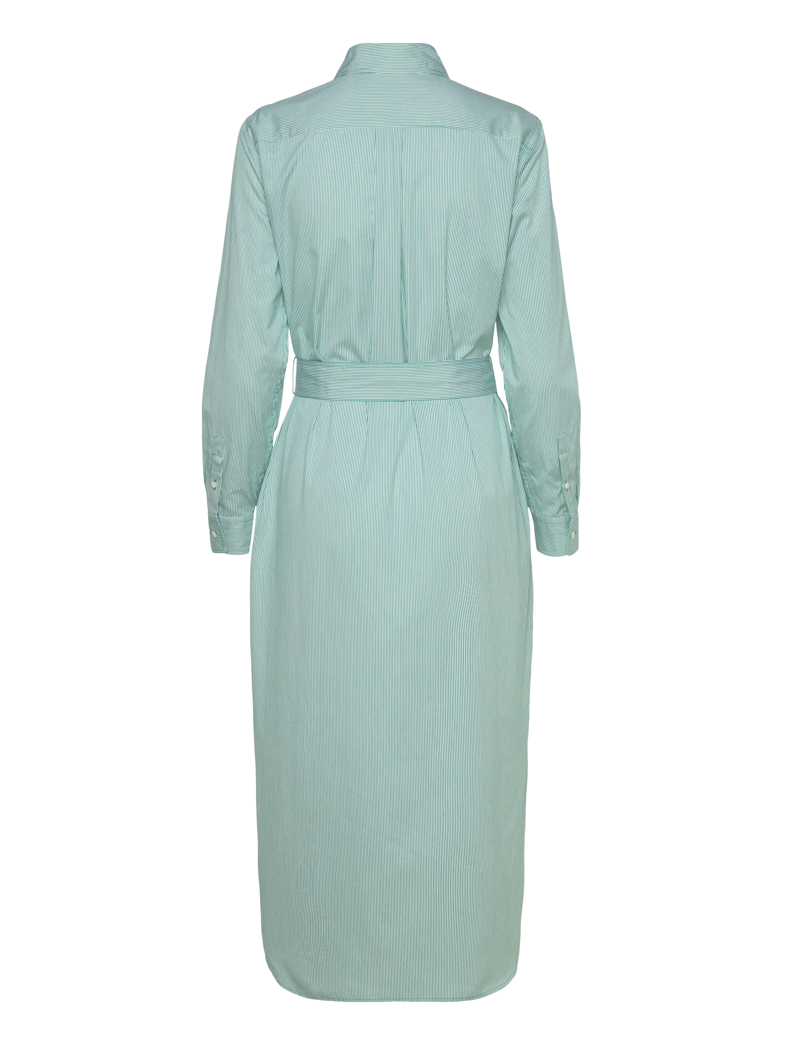 Polo Ralph Lauren - Belted Striped Cotton Shirtdress - skjortekjoler - 2000b green white - 1
