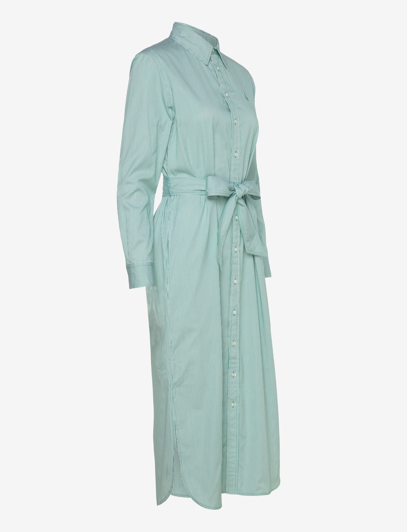 Polo Ralph Lauren - Belted Striped Cotton Shirtdress - skjortklänningar - 2000b green white - 2