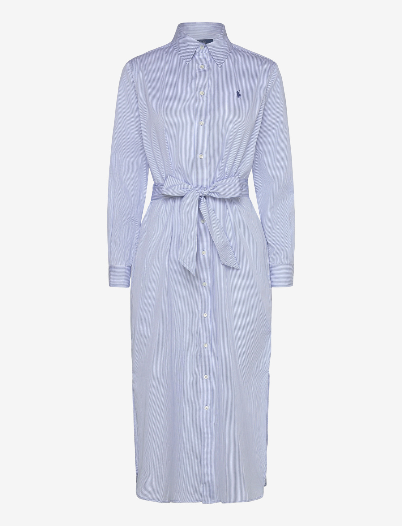 Polo Ralph Lauren - Belted Striped Cotton Shirtdress - midi dresses - 2000c medium blue - 0