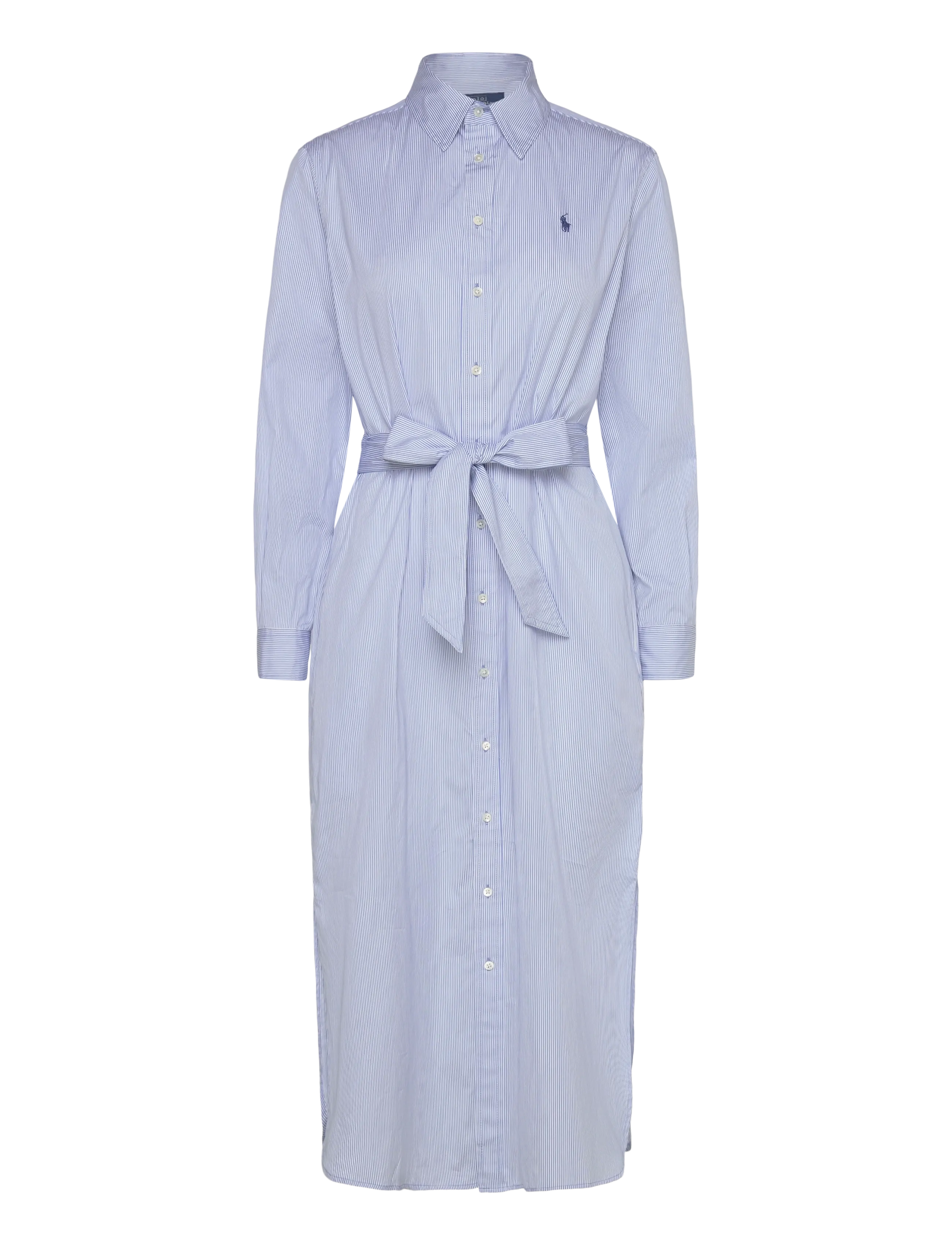 Belted Striped Cotton Shirtdress - 2000C MEDIUM BLUE