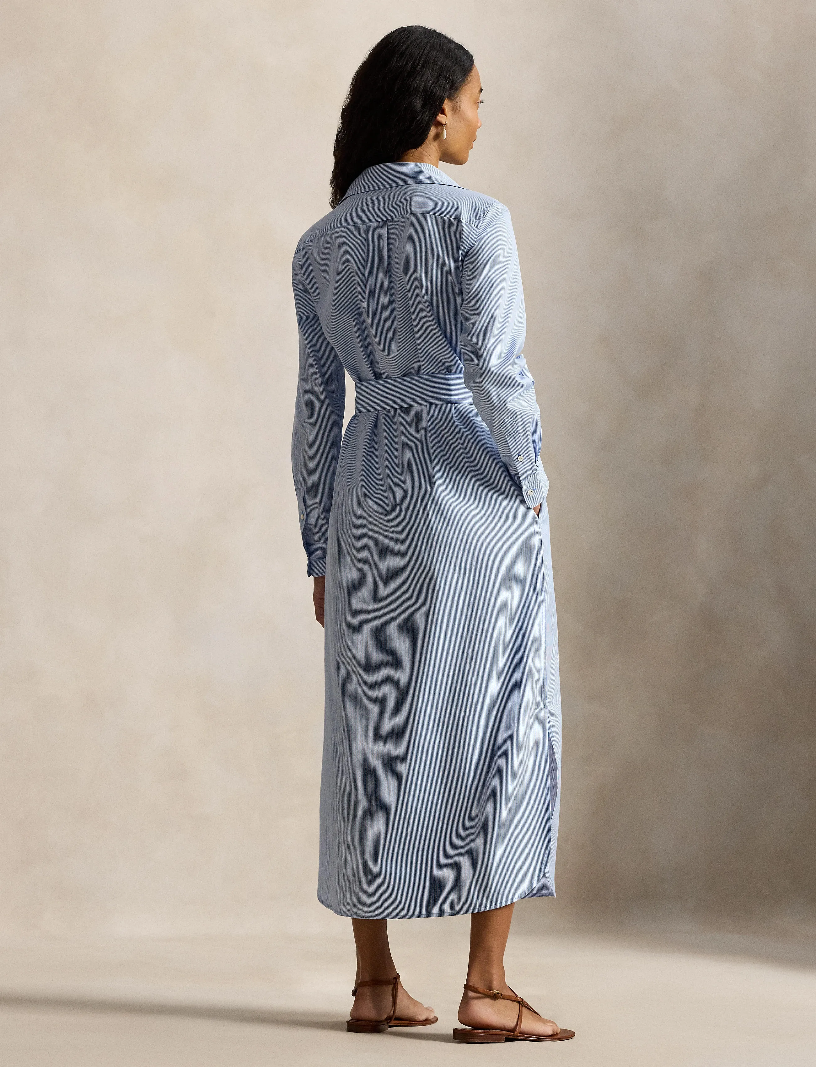 Polo Ralph Lauren - Belted Striped Cotton Shirtdress - robes chemises - 2000c medium blue - 5