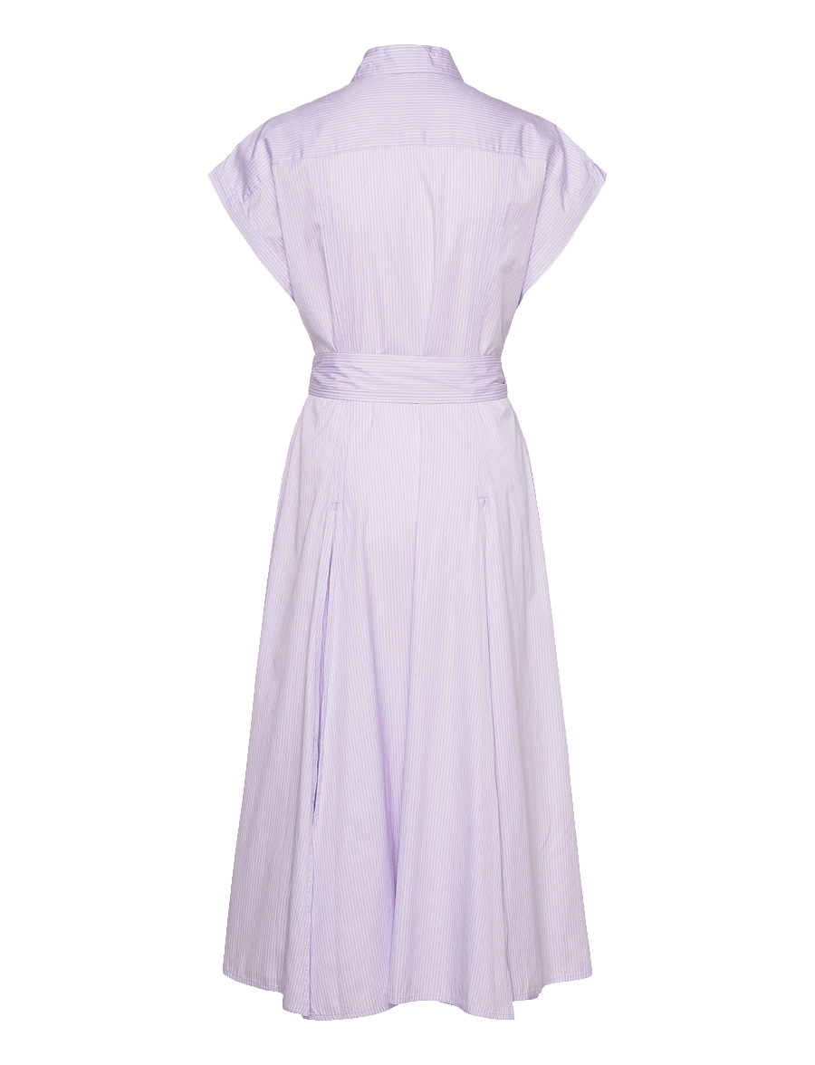 Polo Ralph Lauren - Striped Belted Cotton Dress - 1997 purple white - 2