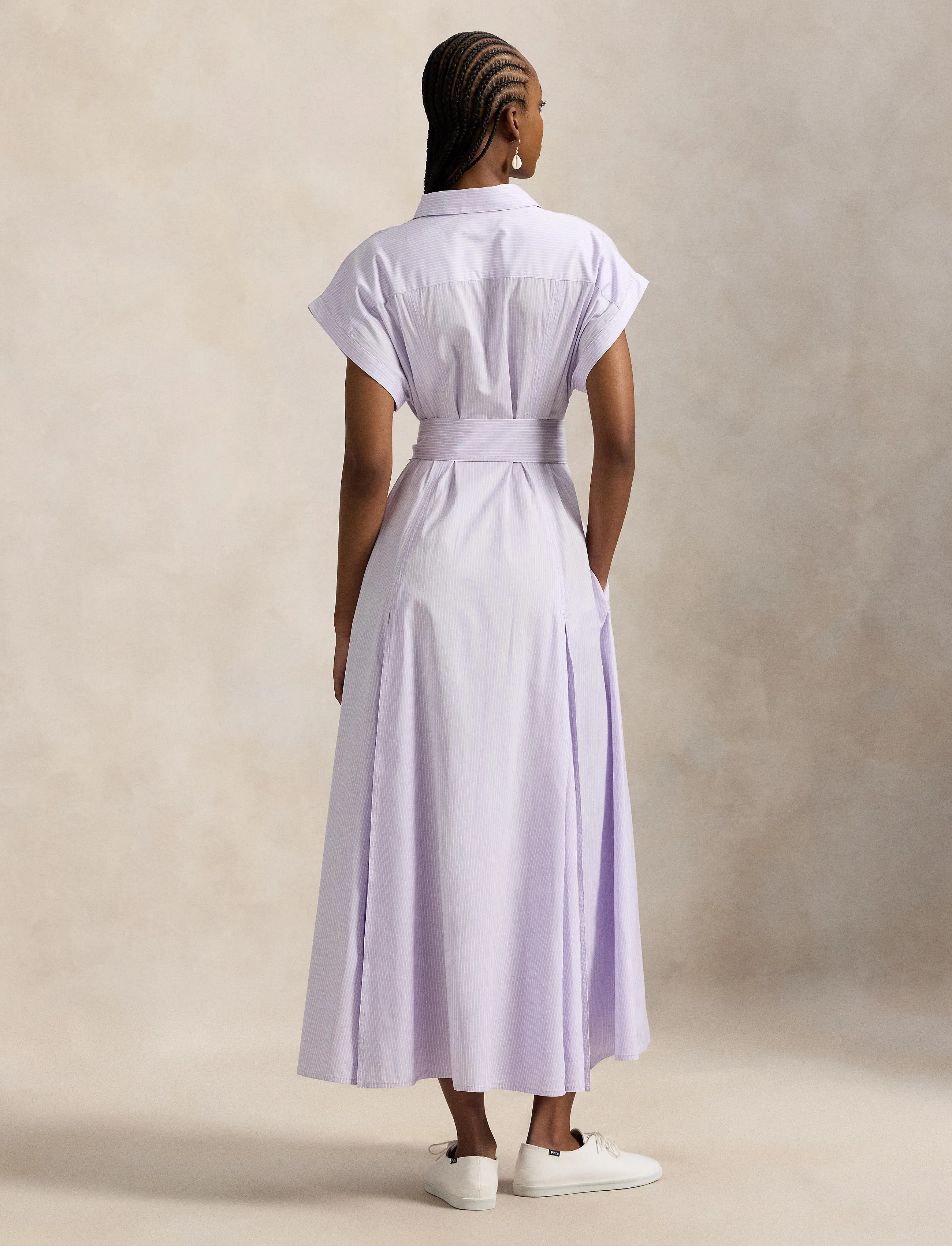 Polo Ralph Lauren - Striped Belted Cotton Dress - 1997 purple white - 3
