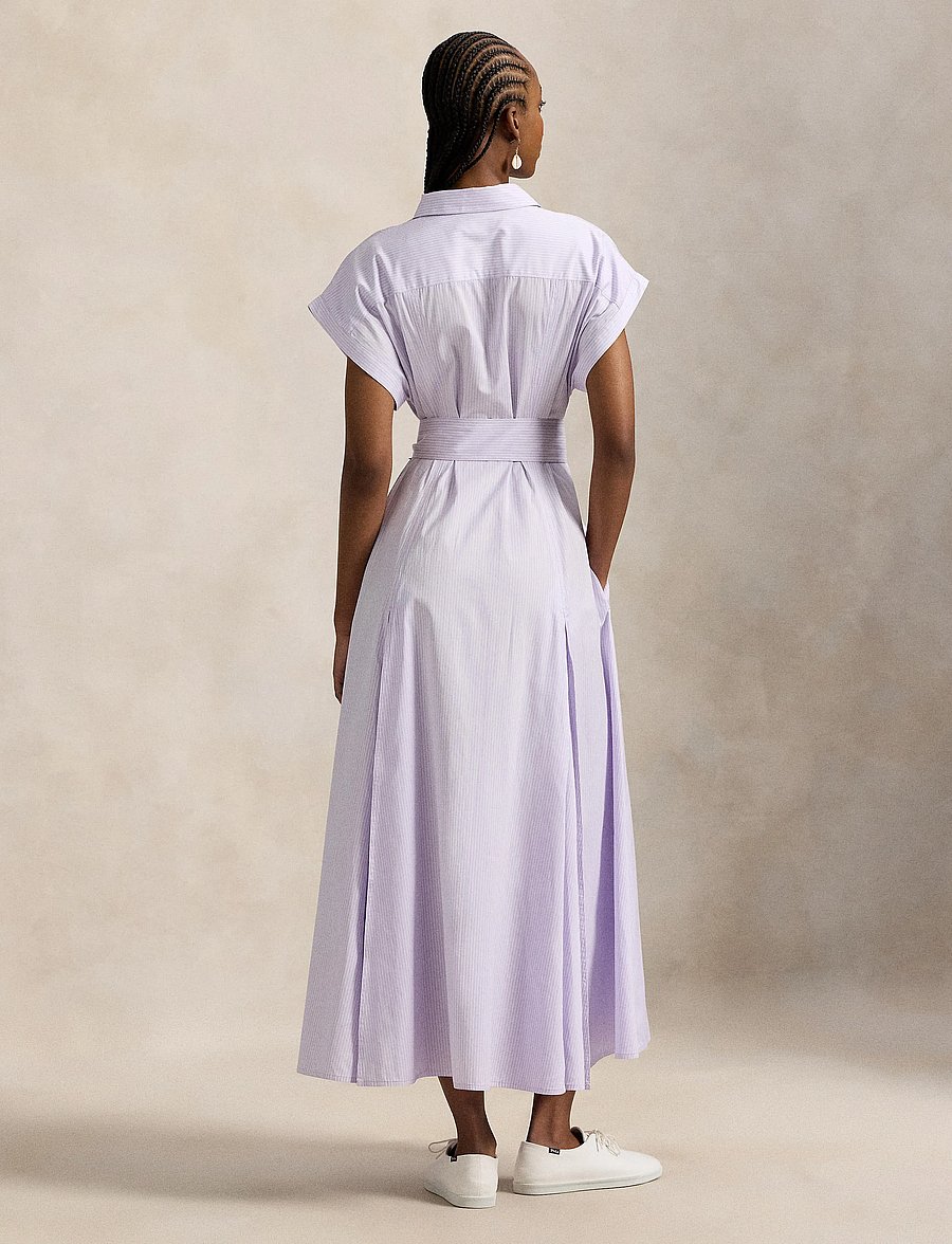 Polo Ralph Lauren - Striped Belted Cotton Dress - 1997 purple white - 3