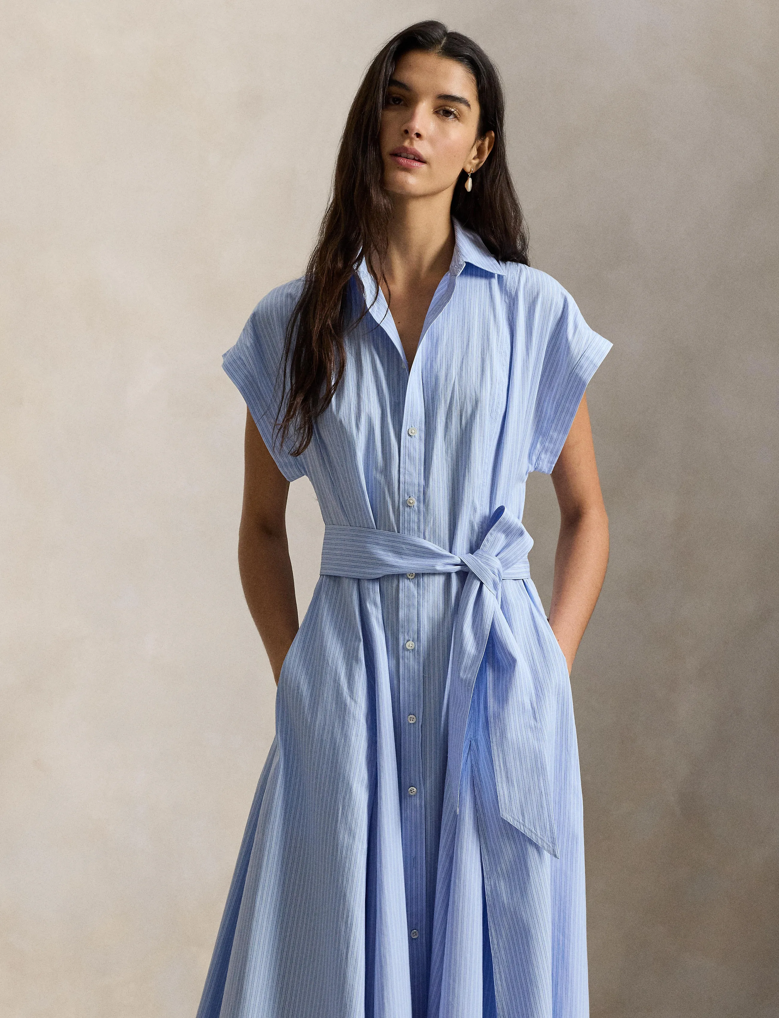 Polo Ralph Lauren Striped Belted Cotton Dress - Midikleider - 2004 BLUE MULTI S / blue