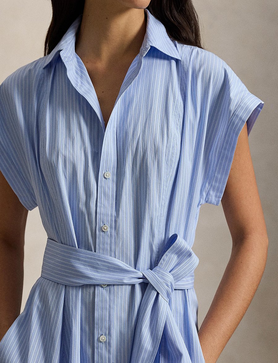 Polo Ralph Lauren - Striped Belted Cotton Dress - 2004 blue multi s - 4