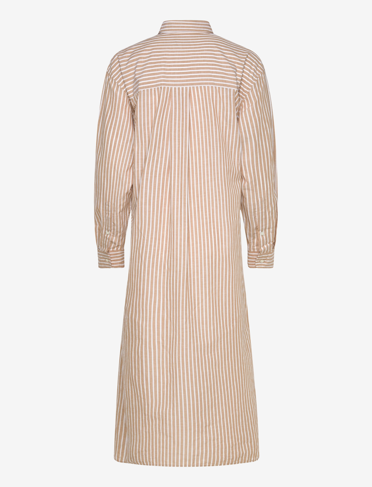 Polo Ralph Lauren - Striped Cotton-Linen Drawcord Shirtdress - midi dresses - classic camel/whi - 1