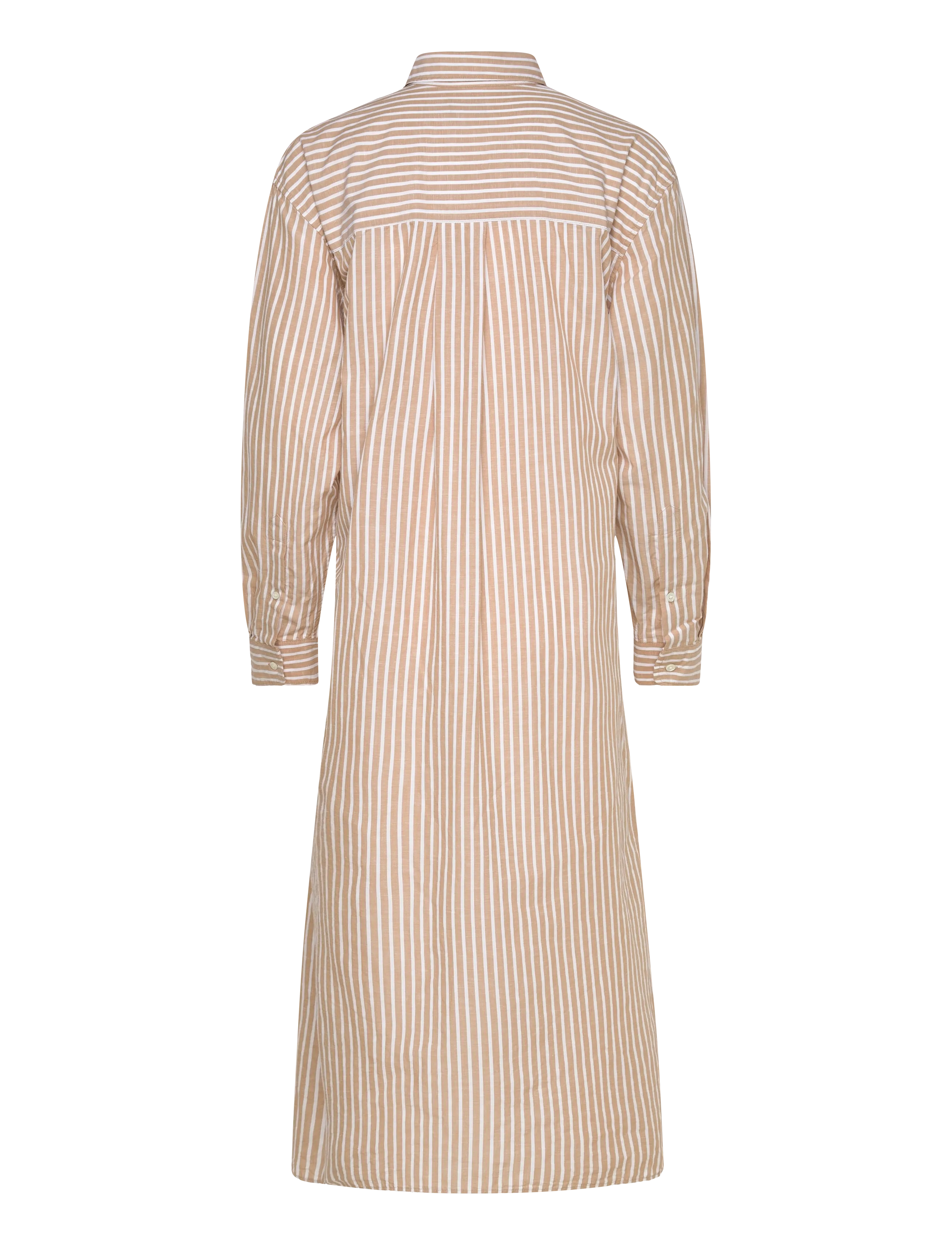Polo Ralph Lauren - Striped Cotton-Linen Drawcord Shirtdress - midi-kleider - classic camel/whi - 1