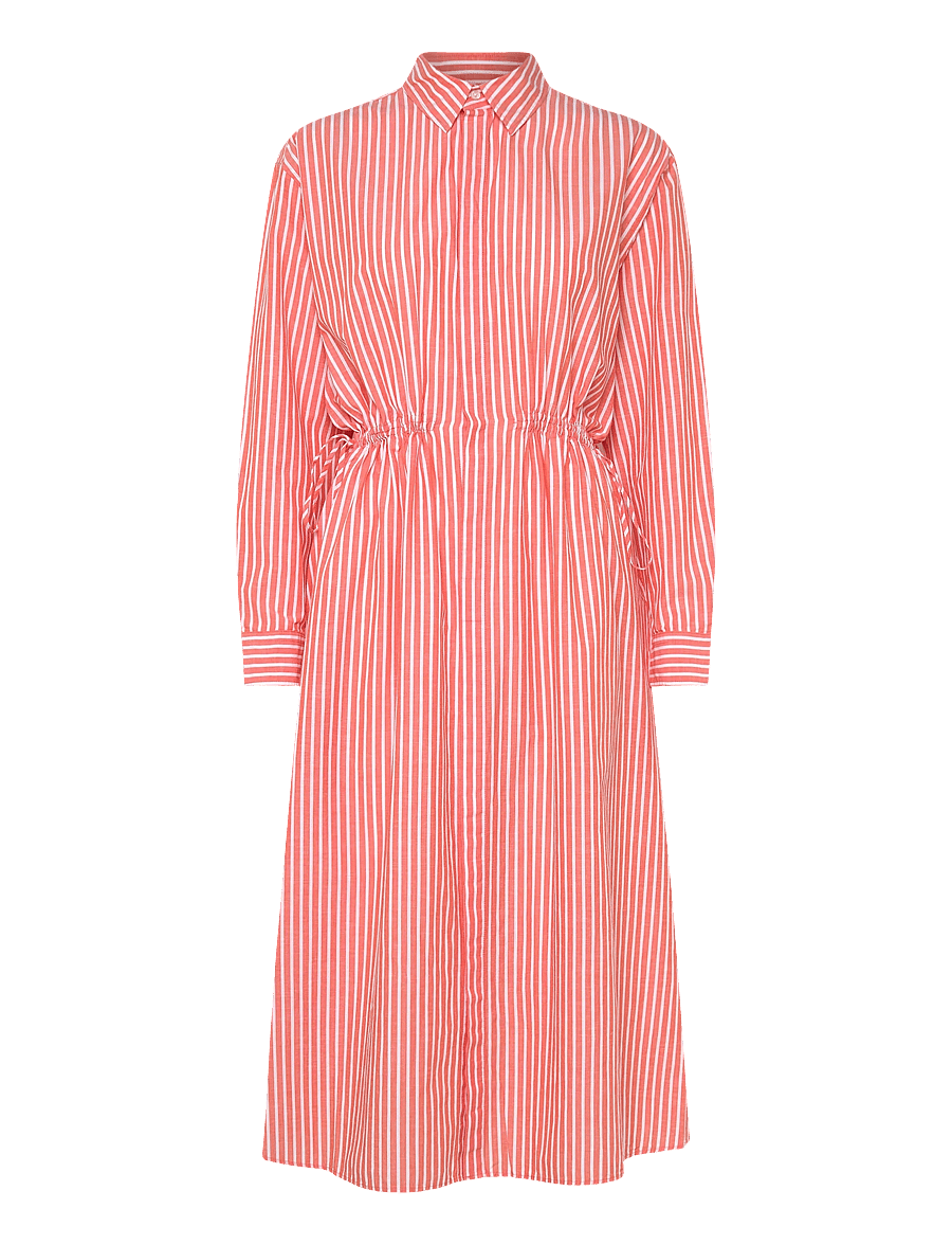 Polo Ralph Lauren - Striped Cotton-Linen Drawcord Shirtdress - marškinių tipo suknelės - orange/white - 1