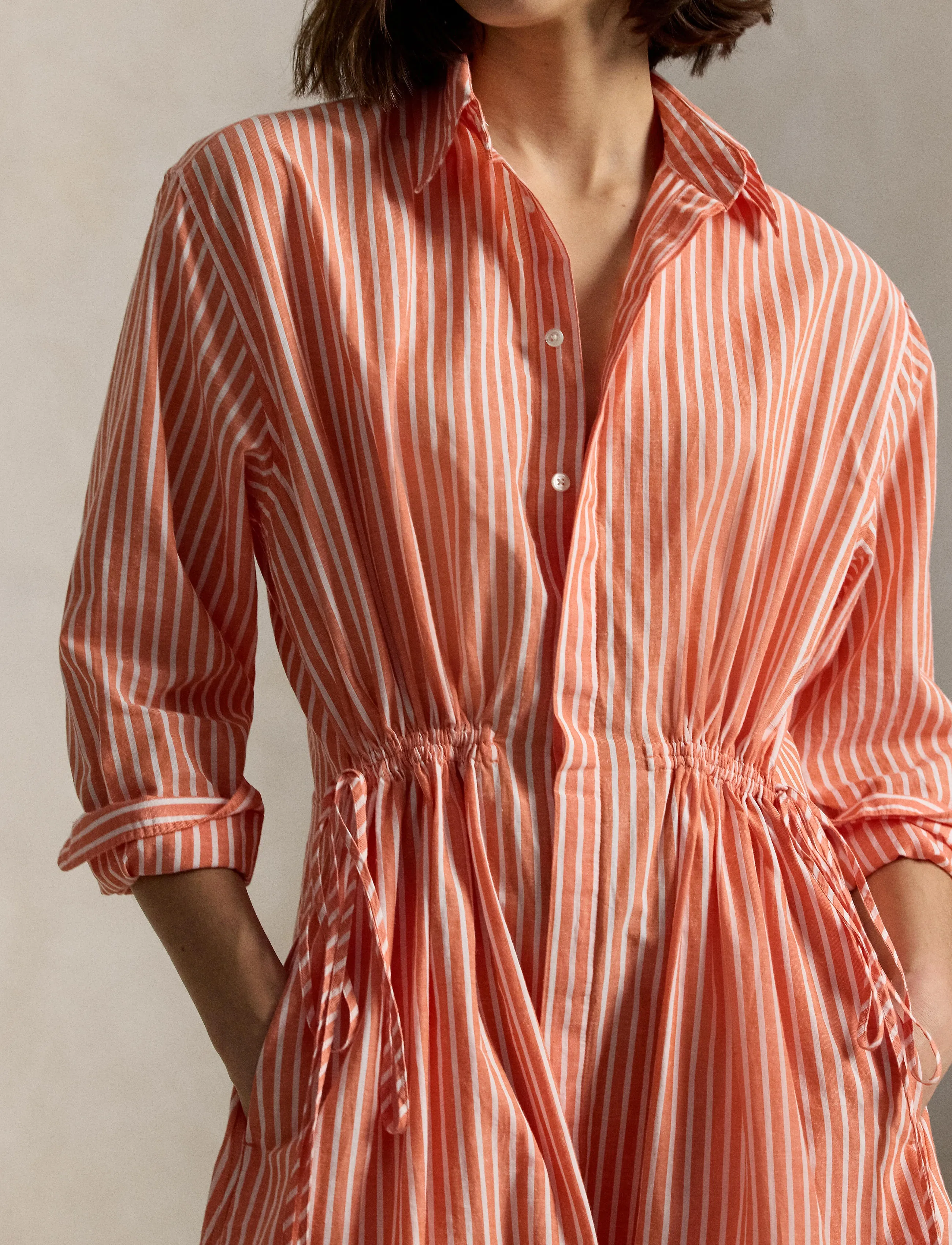 Polo Ralph Lauren Striped Cotton-Linen Drawcord Shirtdress skjortklänningar dam – bild 3