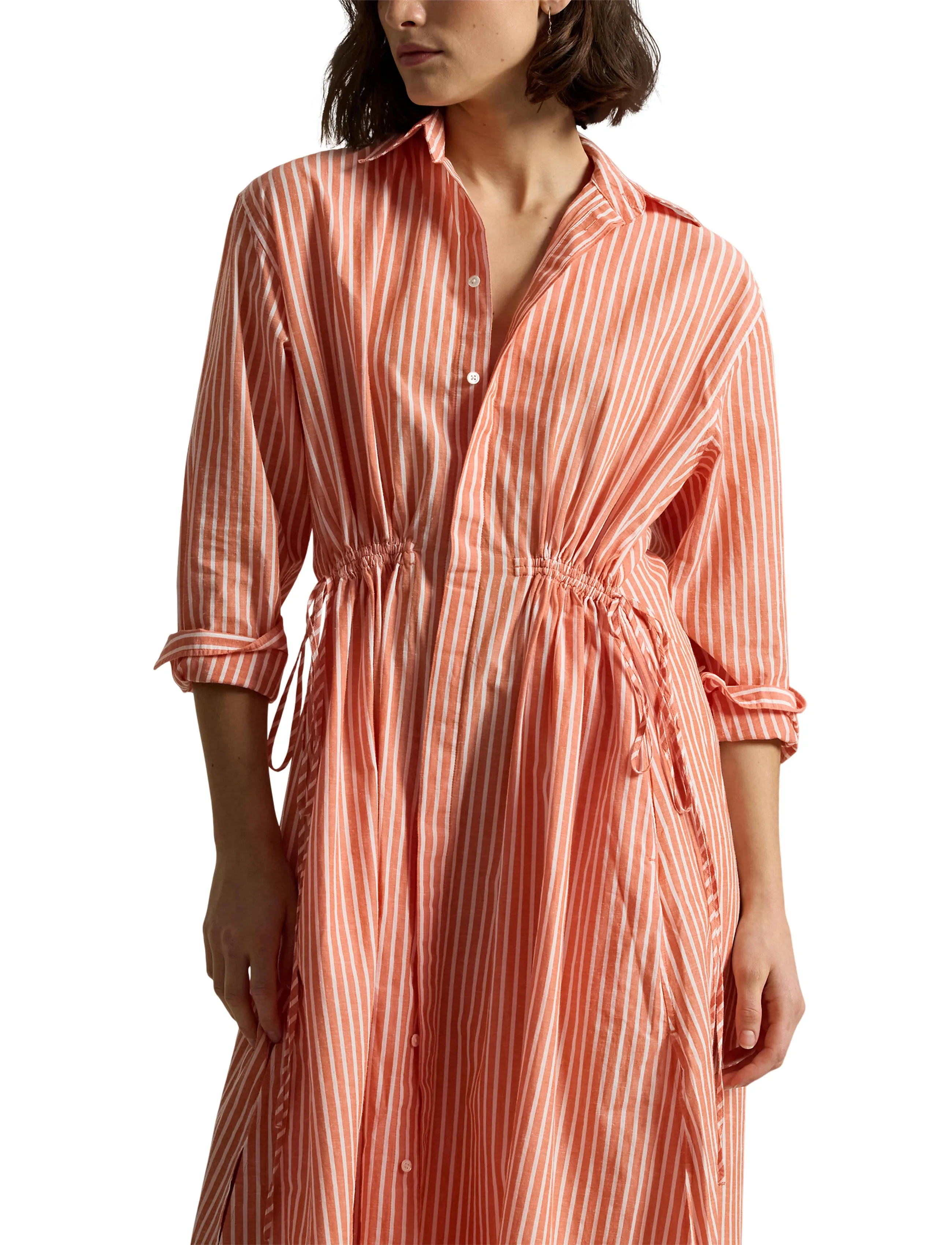 Polo Ralph Lauren Striped Cotton-Linen Drawcord Shirtdress skjortklänningar dam – bild 5