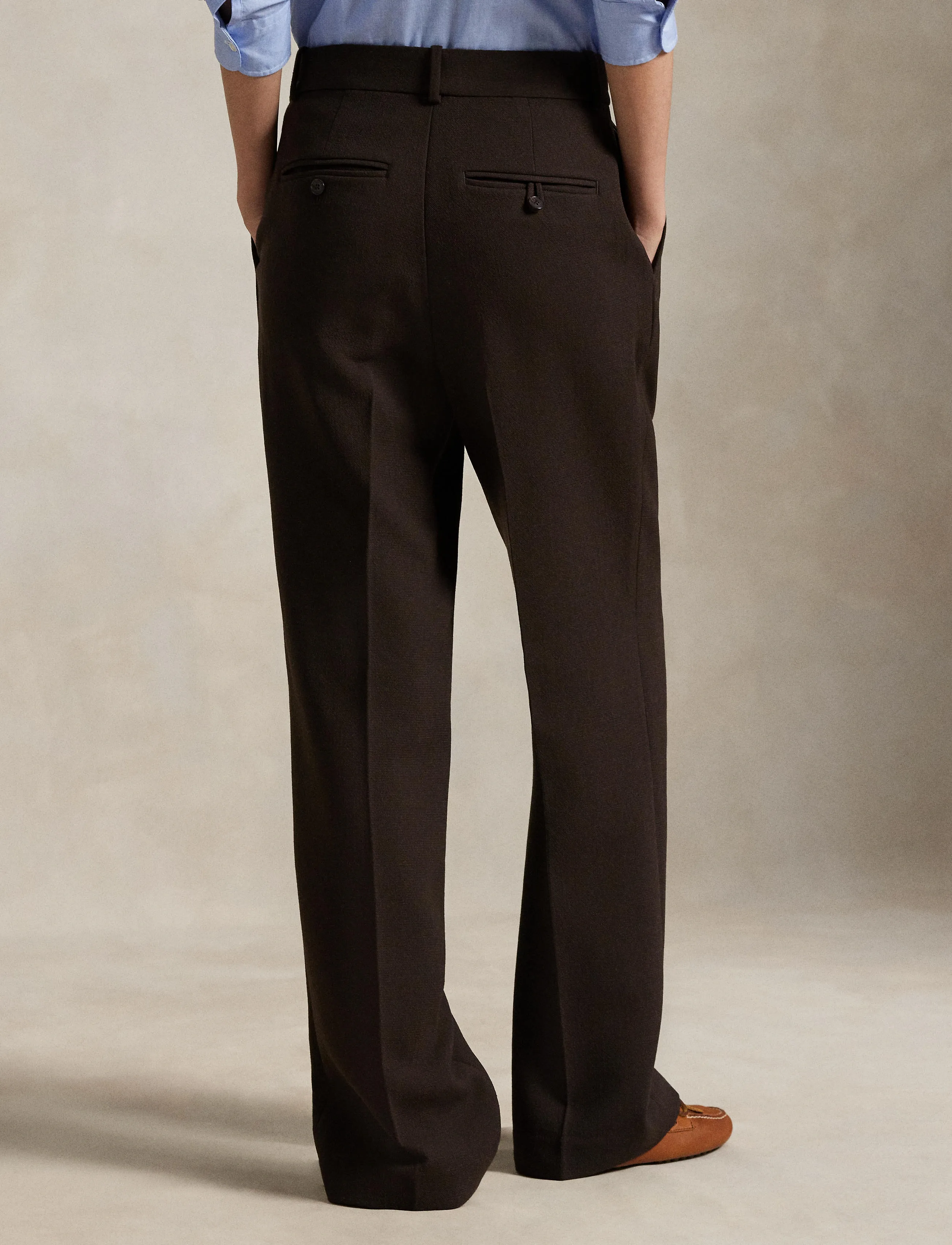 Polo Ralph Lauren - Wool Crepe Relaxed Straight Pant - dark brown - 2