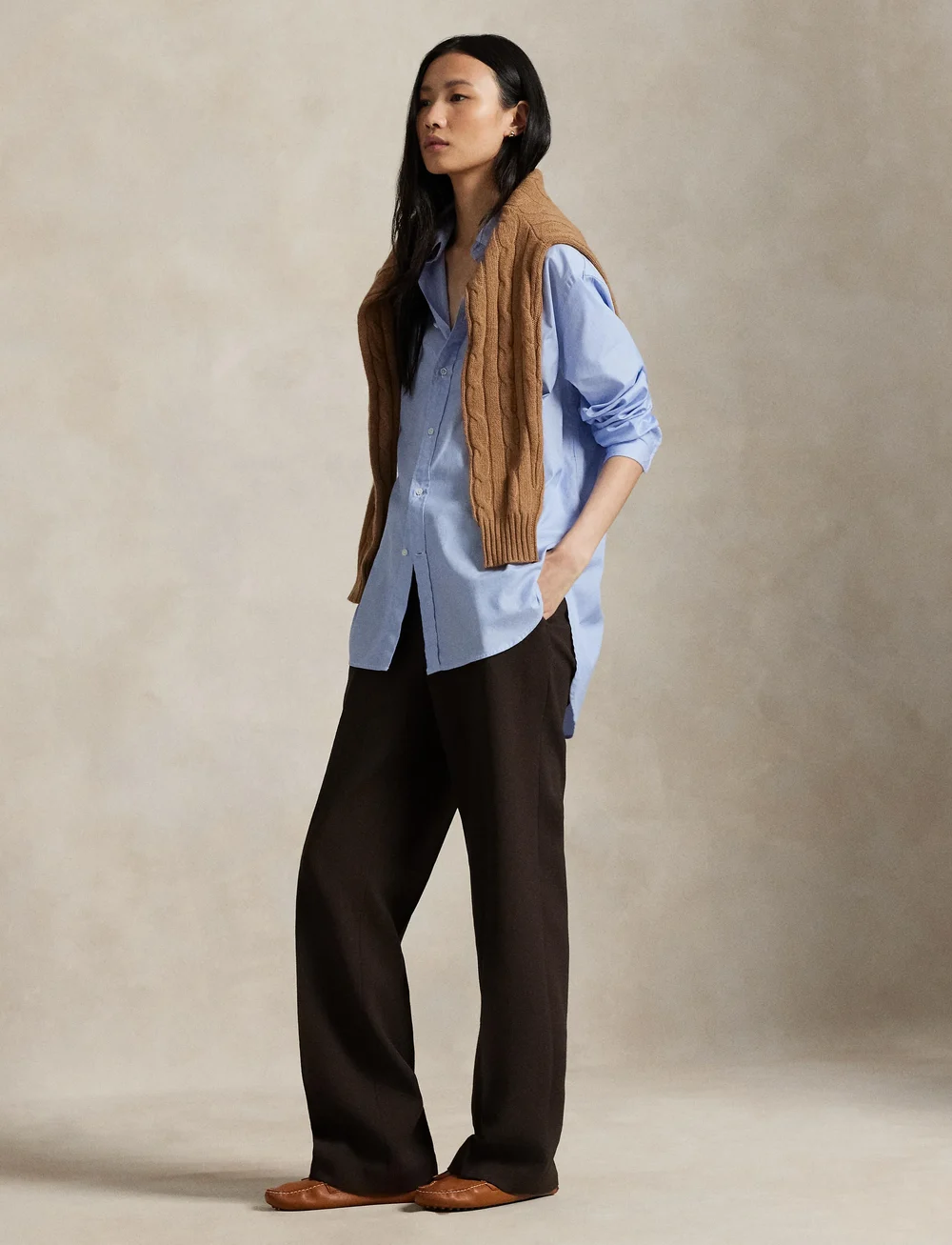 Polo Ralph Lauren - Wool Crepe Relaxed Straight Pant - bukser med lige ben - dark brown - 3