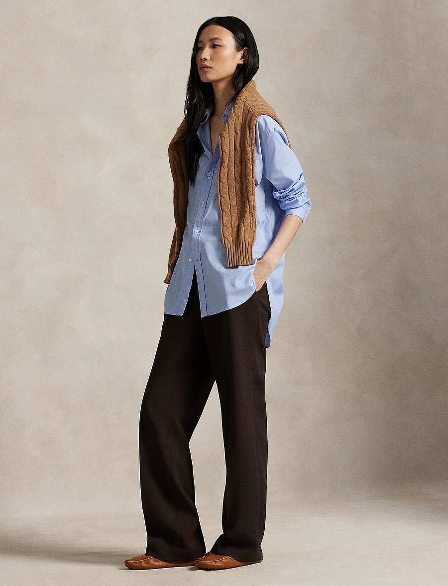 Polo Ralph Lauren - Wool Crepe Relaxed Straight Pant - dark brown - 3